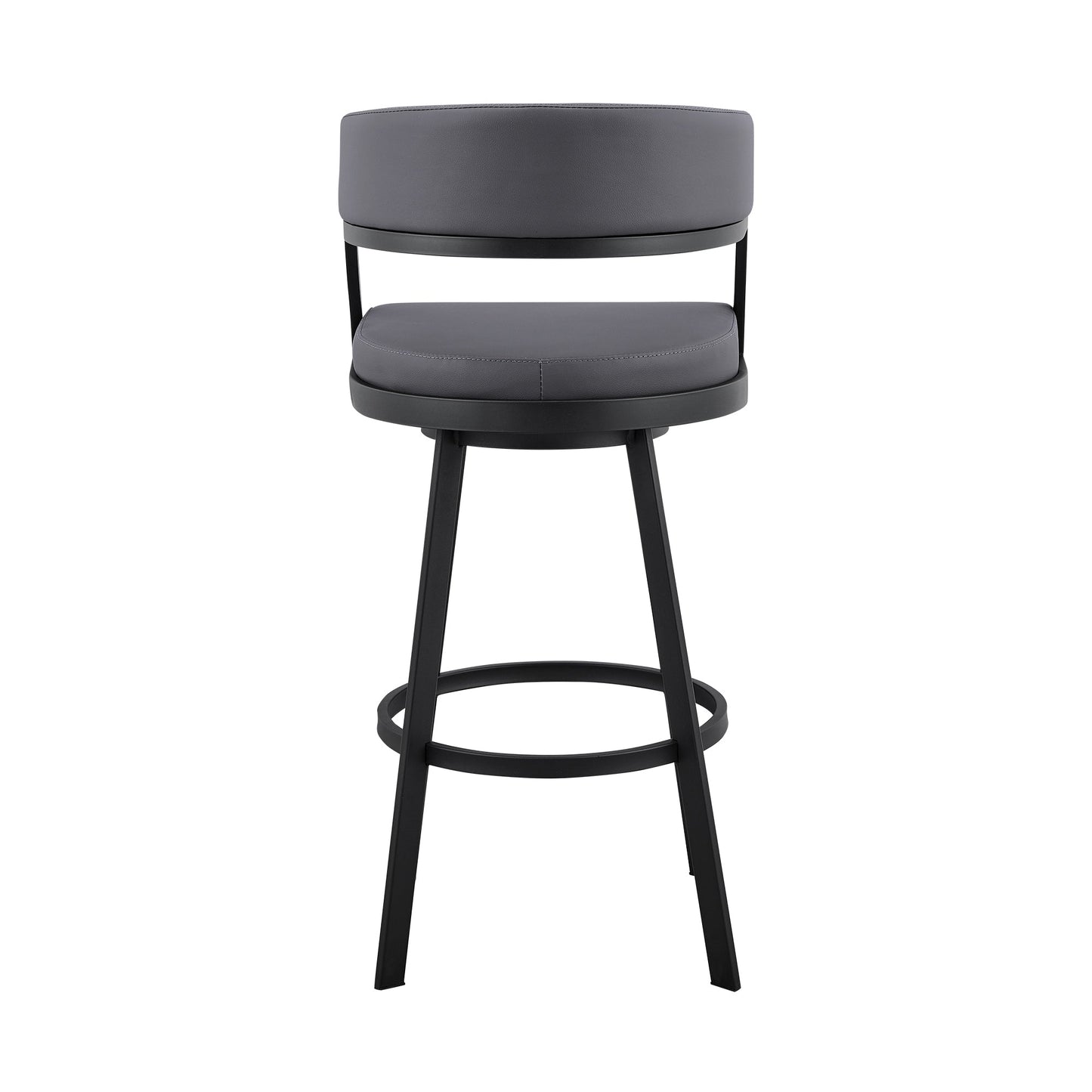 Saturn Swivel Faux Leather and Brushed Stainless Steel Bar Stool