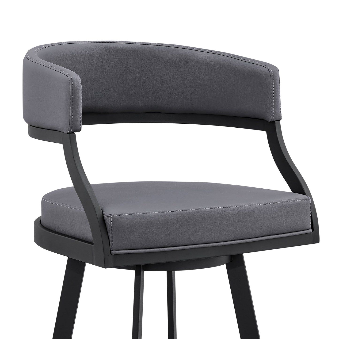 Saturn Swivel Faux Leather and Brushed Stainless Steel Bar Stool