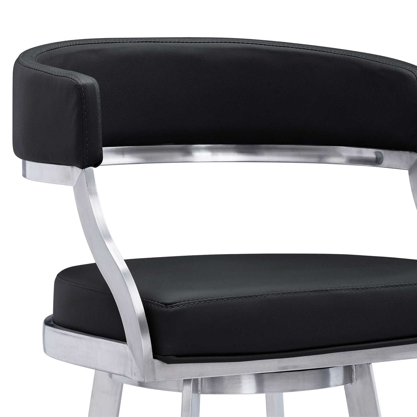 Saturn Swivel Faux Leather and Brushed Stainless Steel Bar Stool