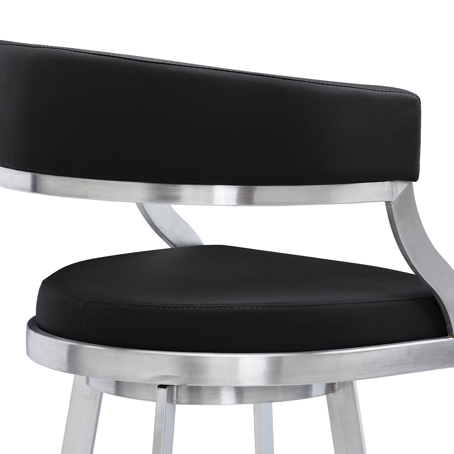 Saturn Swivel Faux Leather and Brushed Stainless Steel Bar Stool