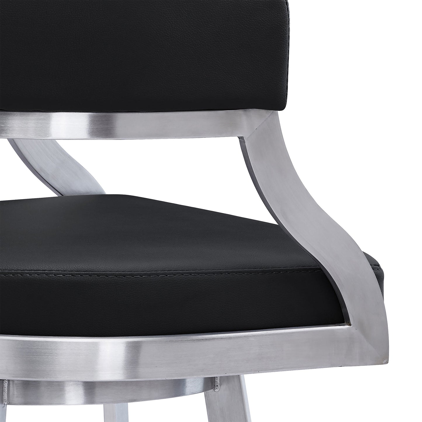 Saturn Swivel Faux Leather and Brushed Stainless Steel Bar Stool
