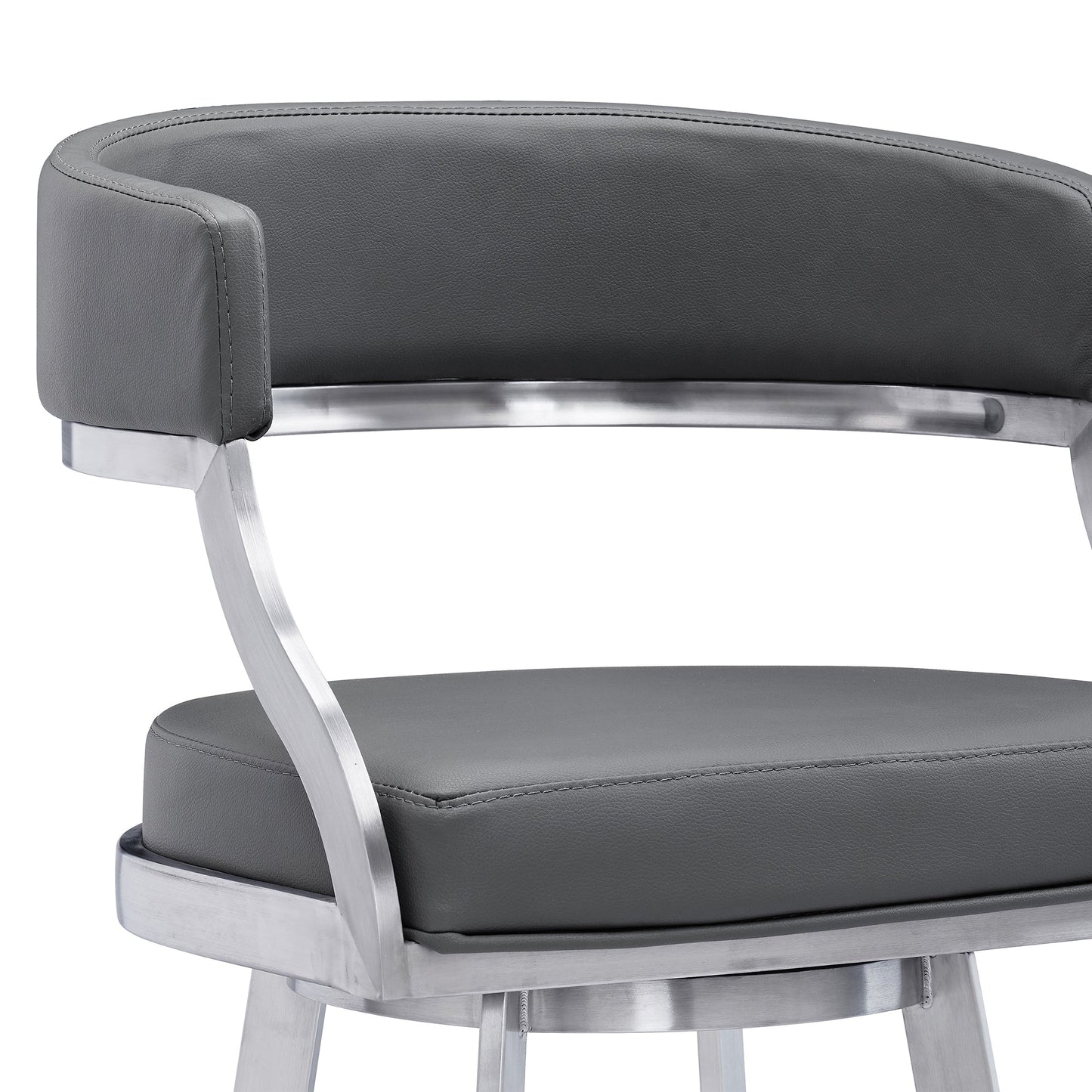 Saturn Swivel Faux Leather and Brushed Stainless Steel Bar Stool
