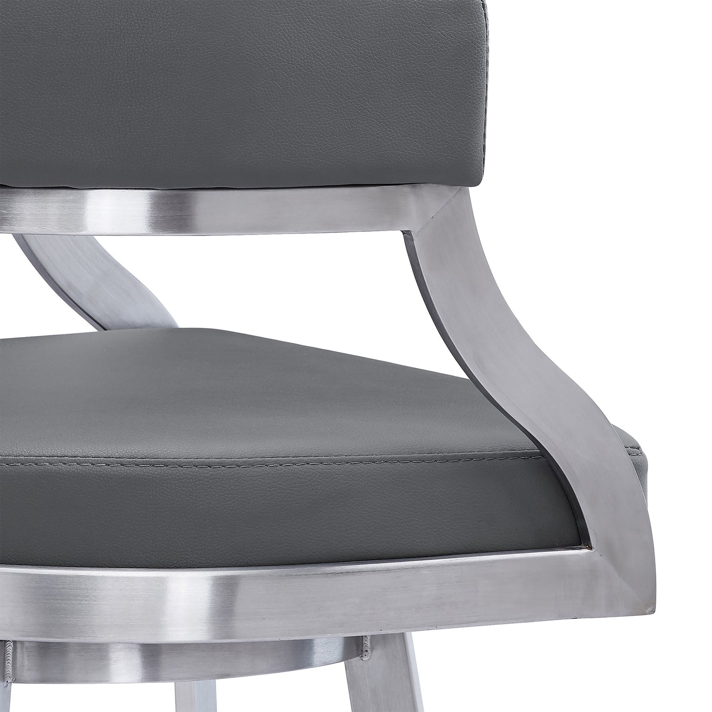 Saturn Swivel Faux Leather and Brushed Stainless Steel Bar Stool