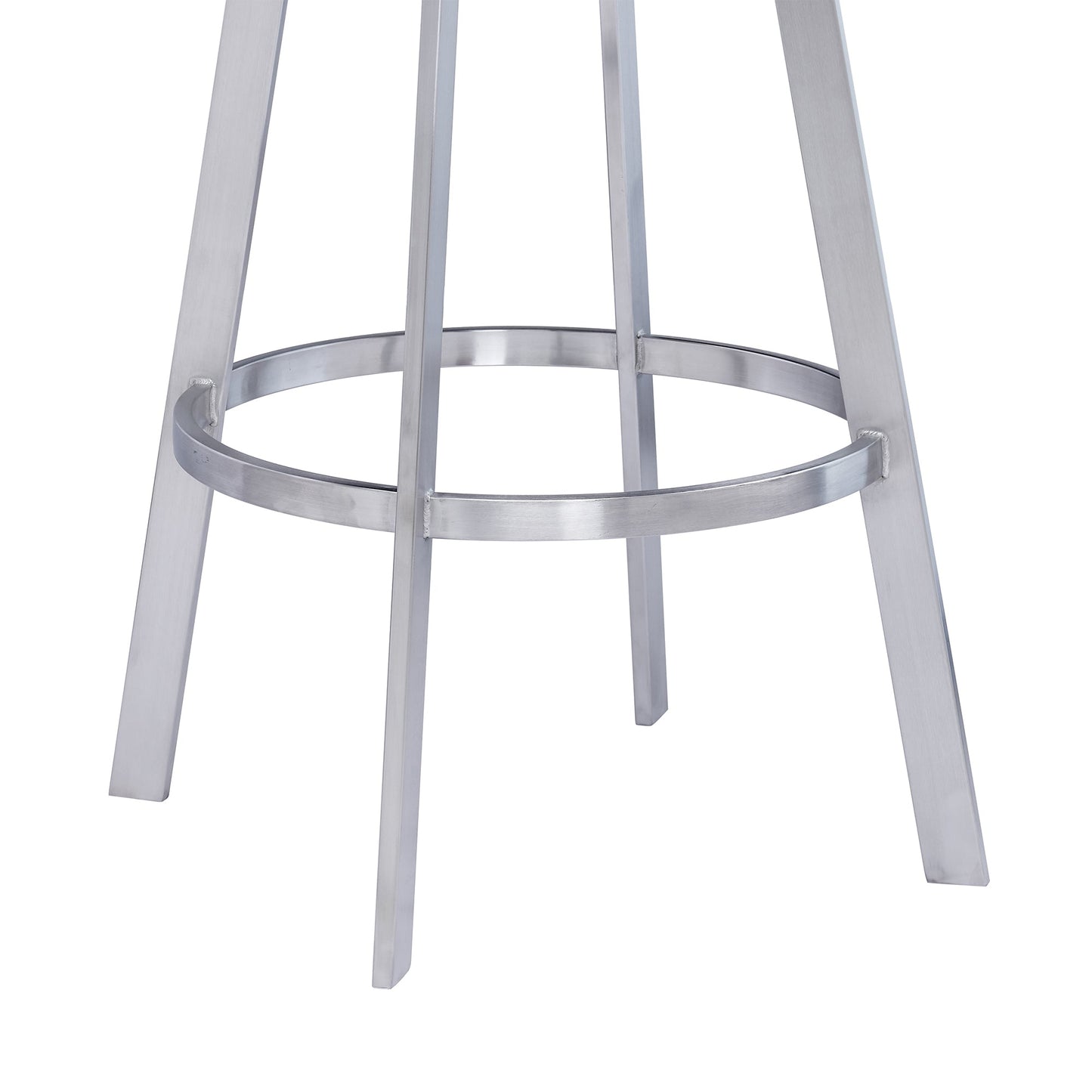 Saturn Swivel Faux Leather and Brushed Stainless Steel Bar Stool