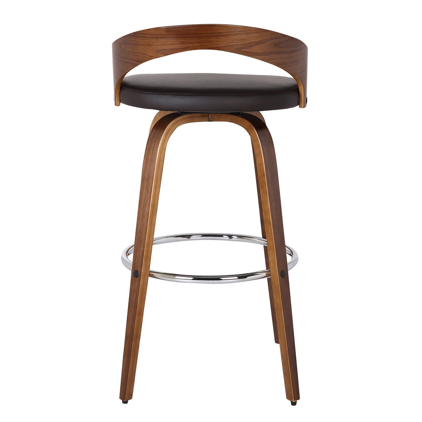 Sonia Swivel Faux Leather and Wood Bar Stool in Counter and Bar Height