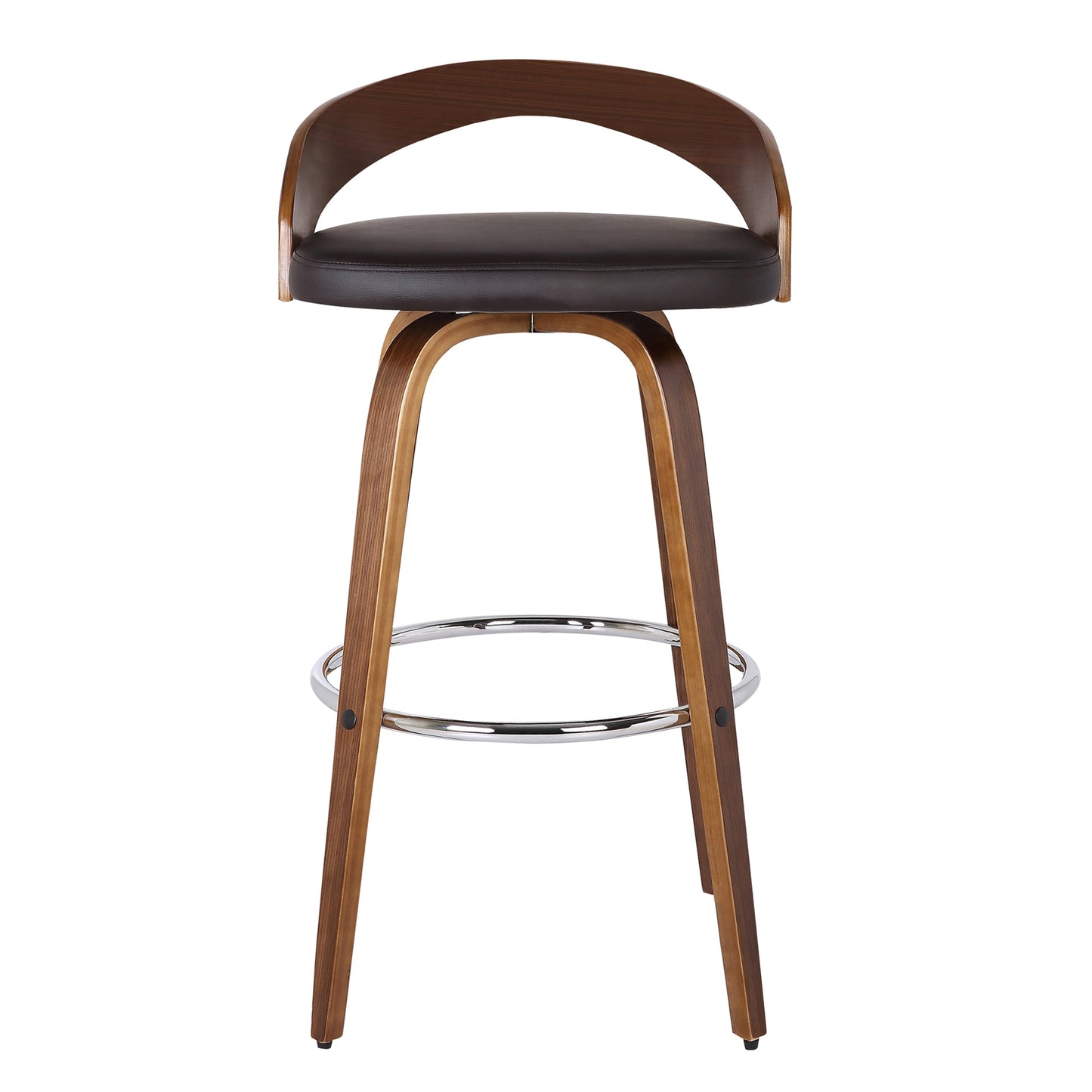 Sonia Swivel Faux Leather and Wood Bar Stool in Counter and Bar Height