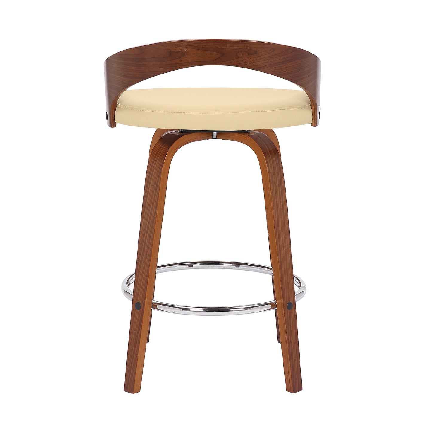 Sonia Swivel Faux Leather and Wood Bar Stool in Counter and Bar Height