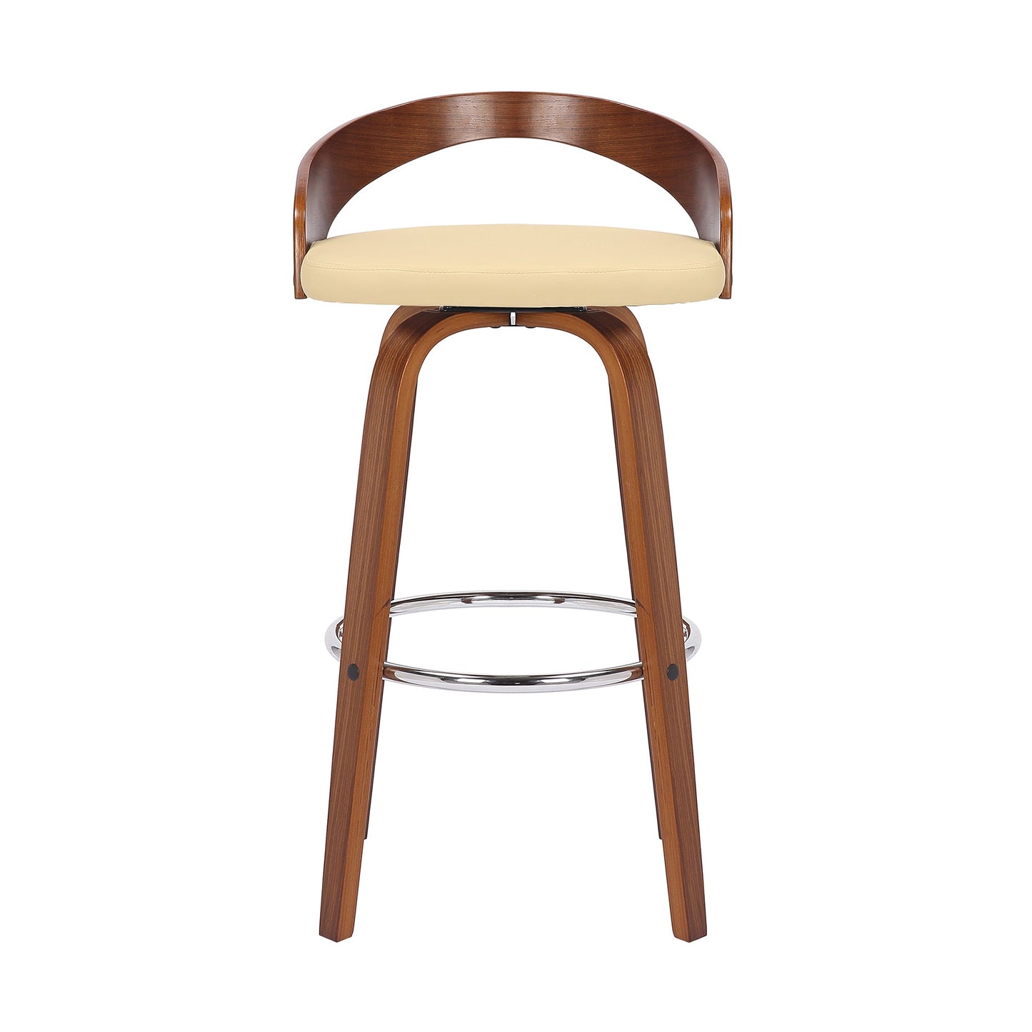 Sonia Swivel Faux Leather and Wood Bar Stool in Counter and Bar Height