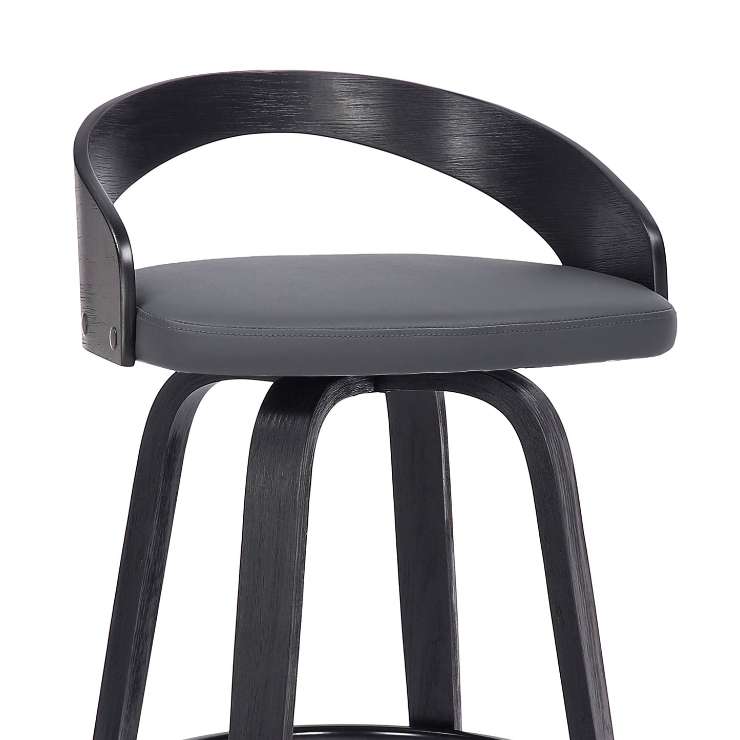 Sonia Swivel Faux Leather and Wood Bar Stool in Counter and Bar Height