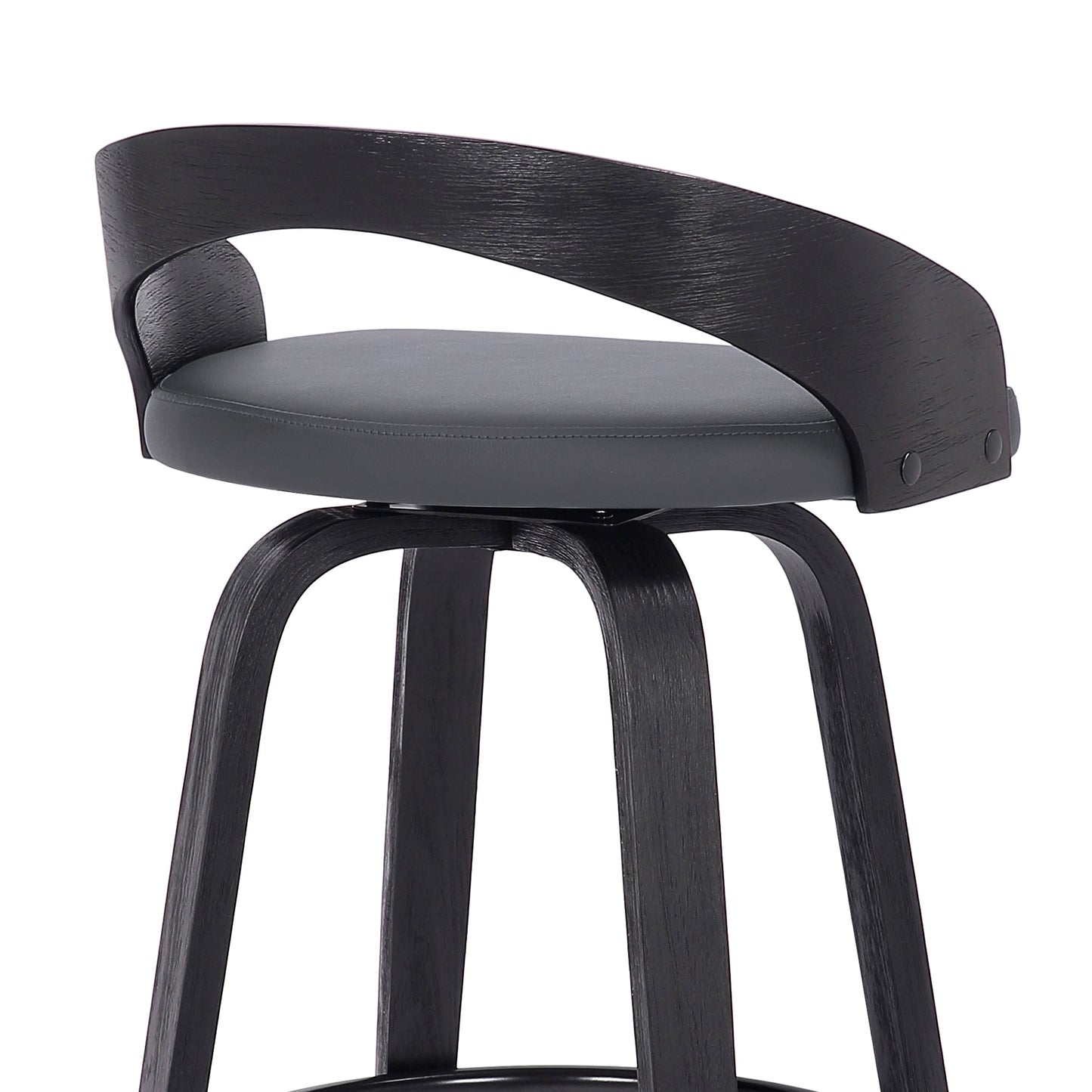 Sonia Swivel Faux Leather and Wood Bar Stool in Counter and Bar Height