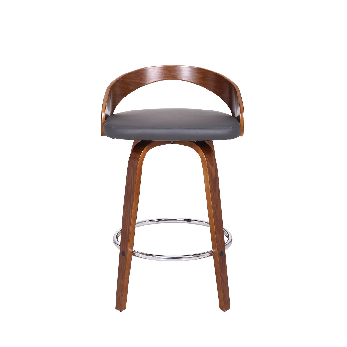 Sonia Swivel Faux Leather and Wood Bar Stool in Counter and Bar Height