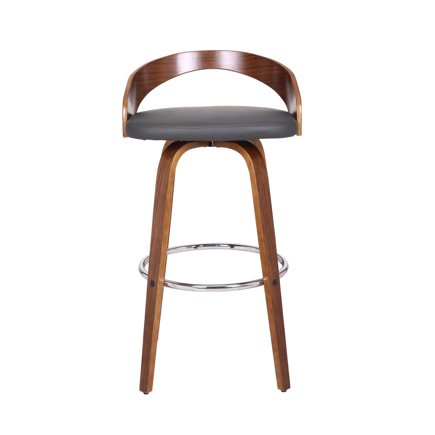 Sonia Swivel Faux Leather and Wood Bar Stool in Counter and Bar Height