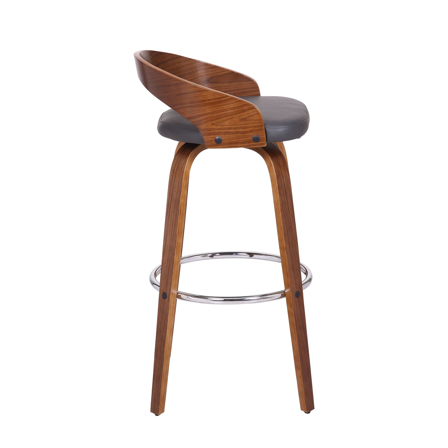 Sonia Swivel Faux Leather and Wood Bar Stool in Counter and Bar Height