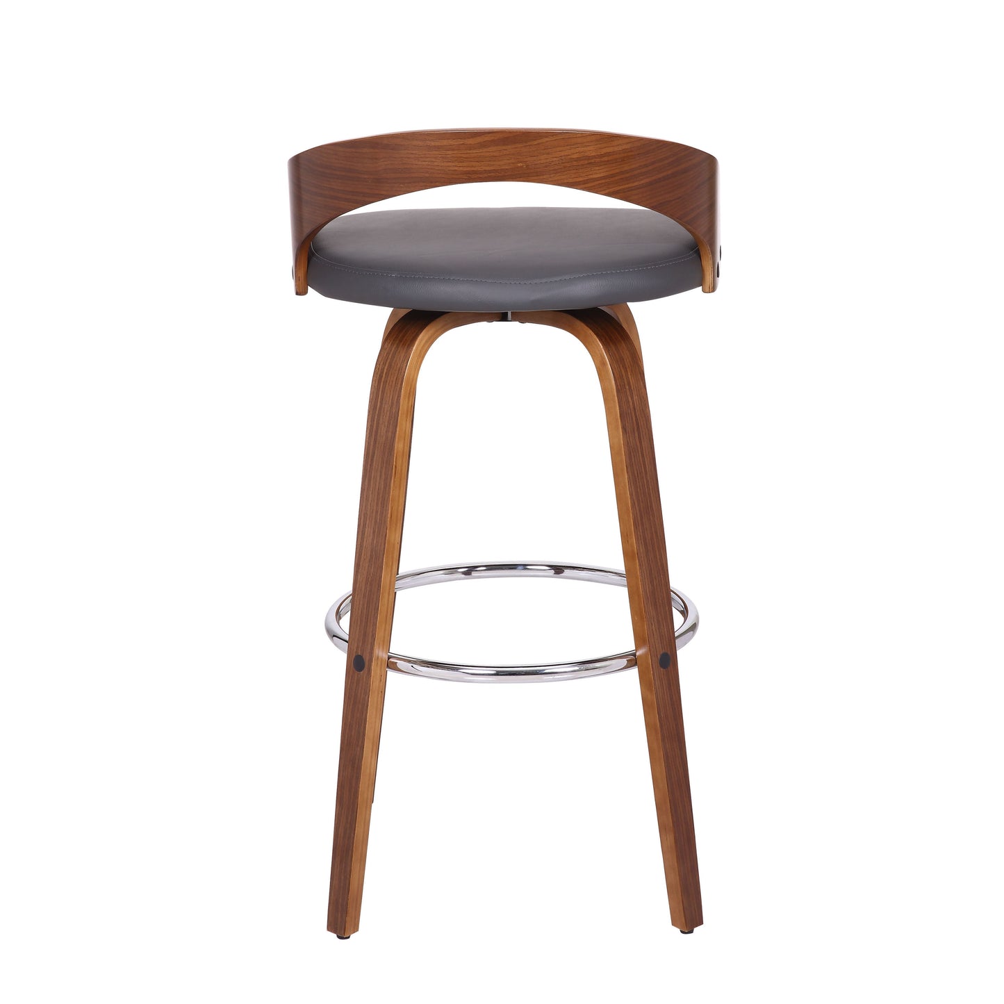 Sonia Swivel Faux Leather and Wood Bar Stool in Counter and Bar Height