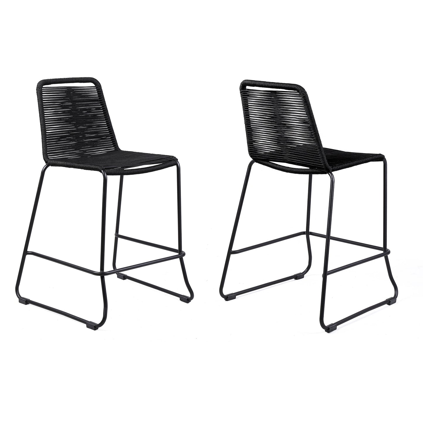Shasta Outdoor Metal and Rope Stackable Barstool and Counter Stool - Set of 2