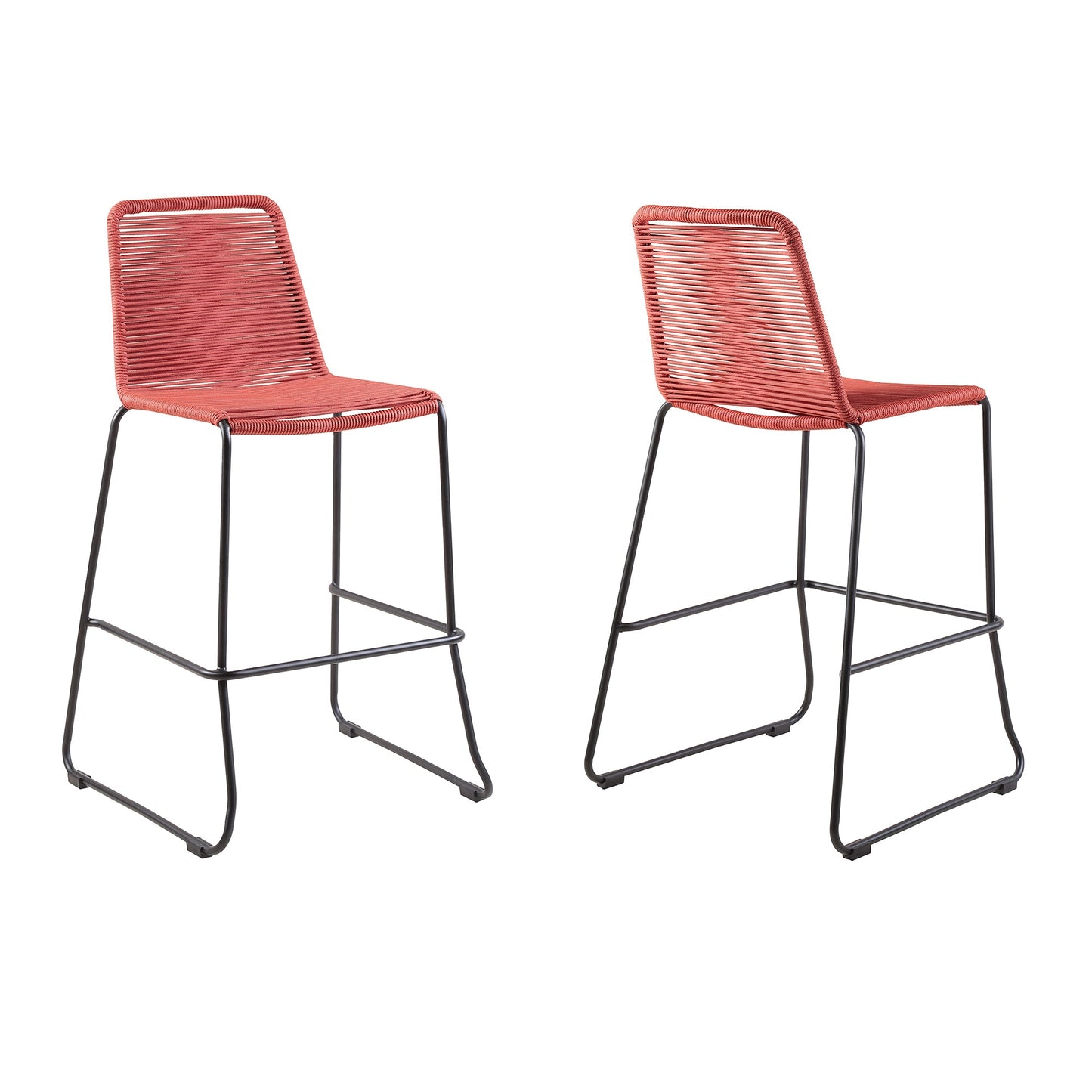 Shasta Outdoor Metal and Rope Stackable Barstool and Counter Stool - Set of 2