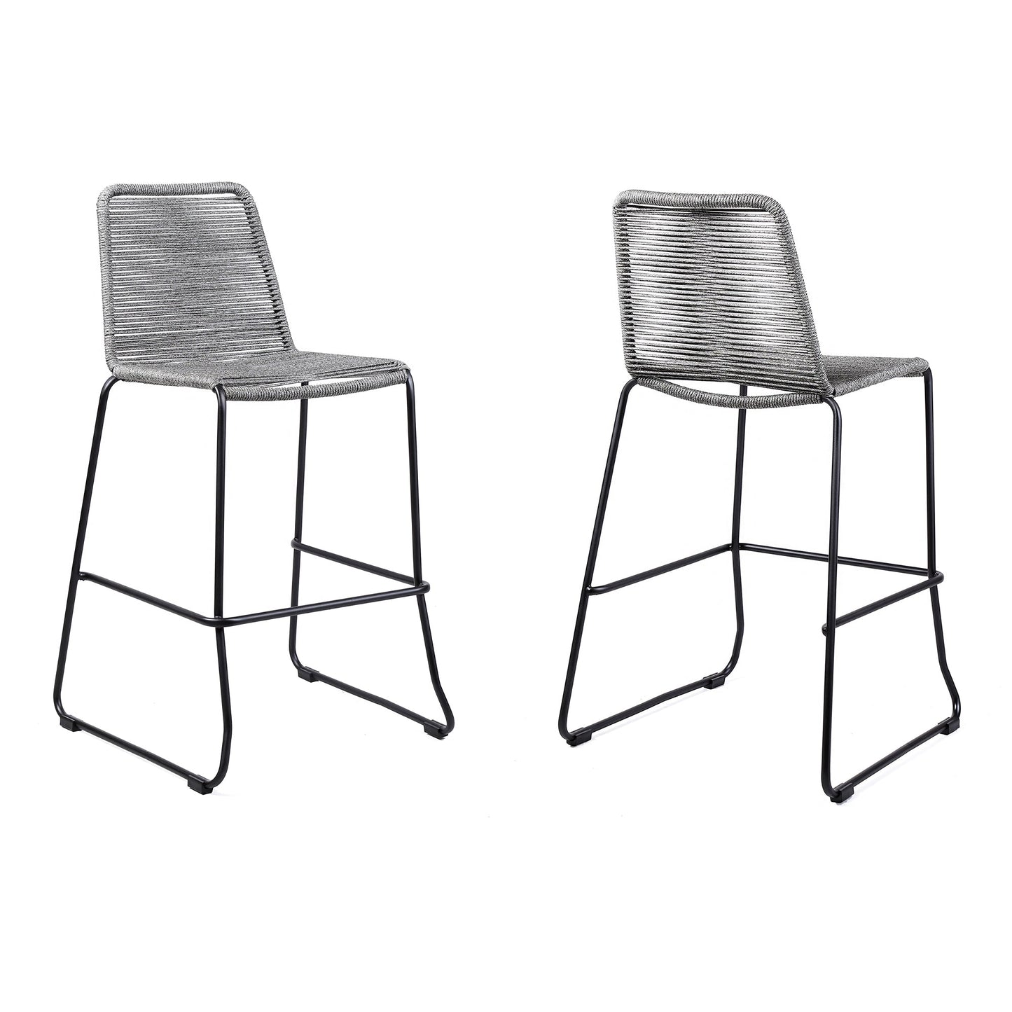 Shasta Outdoor Metal and Rope Stackable Barstool and Counter Stool - Set of 2