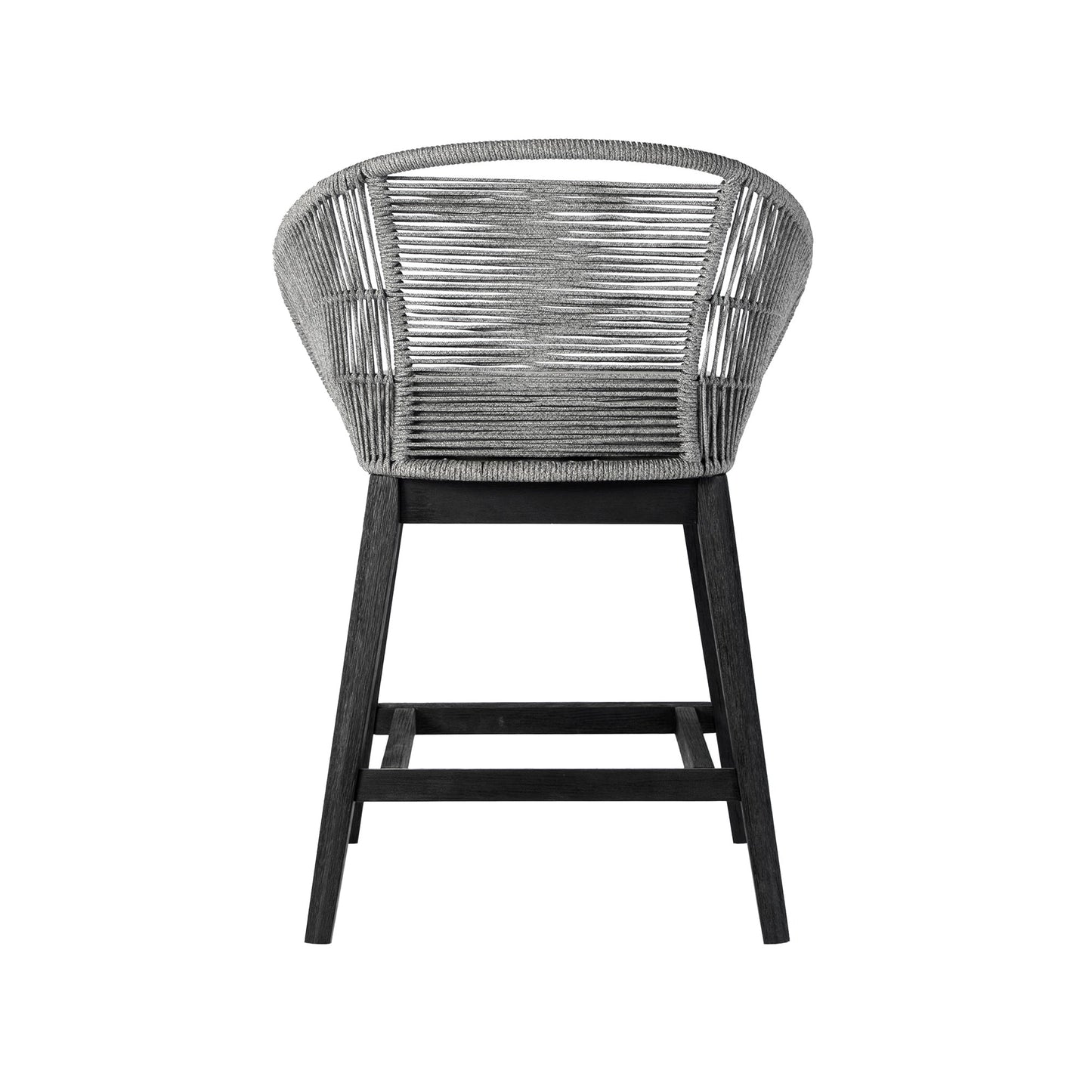 Tutti Frutti Indoor Outdoor Bar and Counter Height Bar Stool in Eucalyptus Wood with Gray Rope