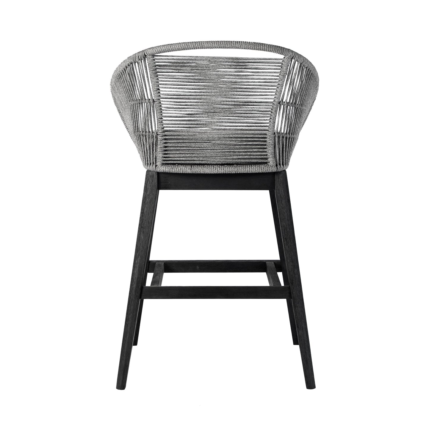 Tutti Frutti Indoor Outdoor Bar and Counter Height Bar Stool in Eucalyptus Wood with Gray Rope
