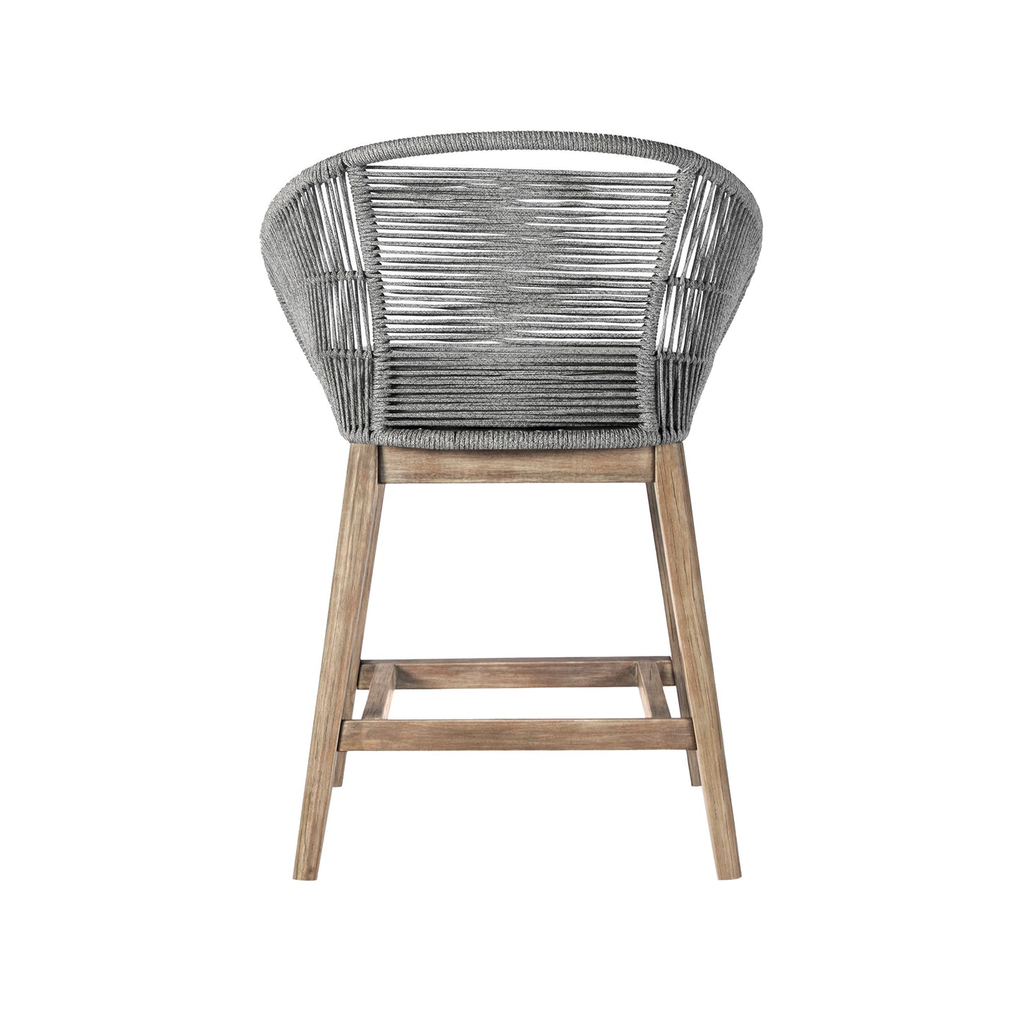 Tutti Frutti Indoor Outdoor Bar and Counter Height Bar Stool in Eucalyptus Wood with Gray Rope