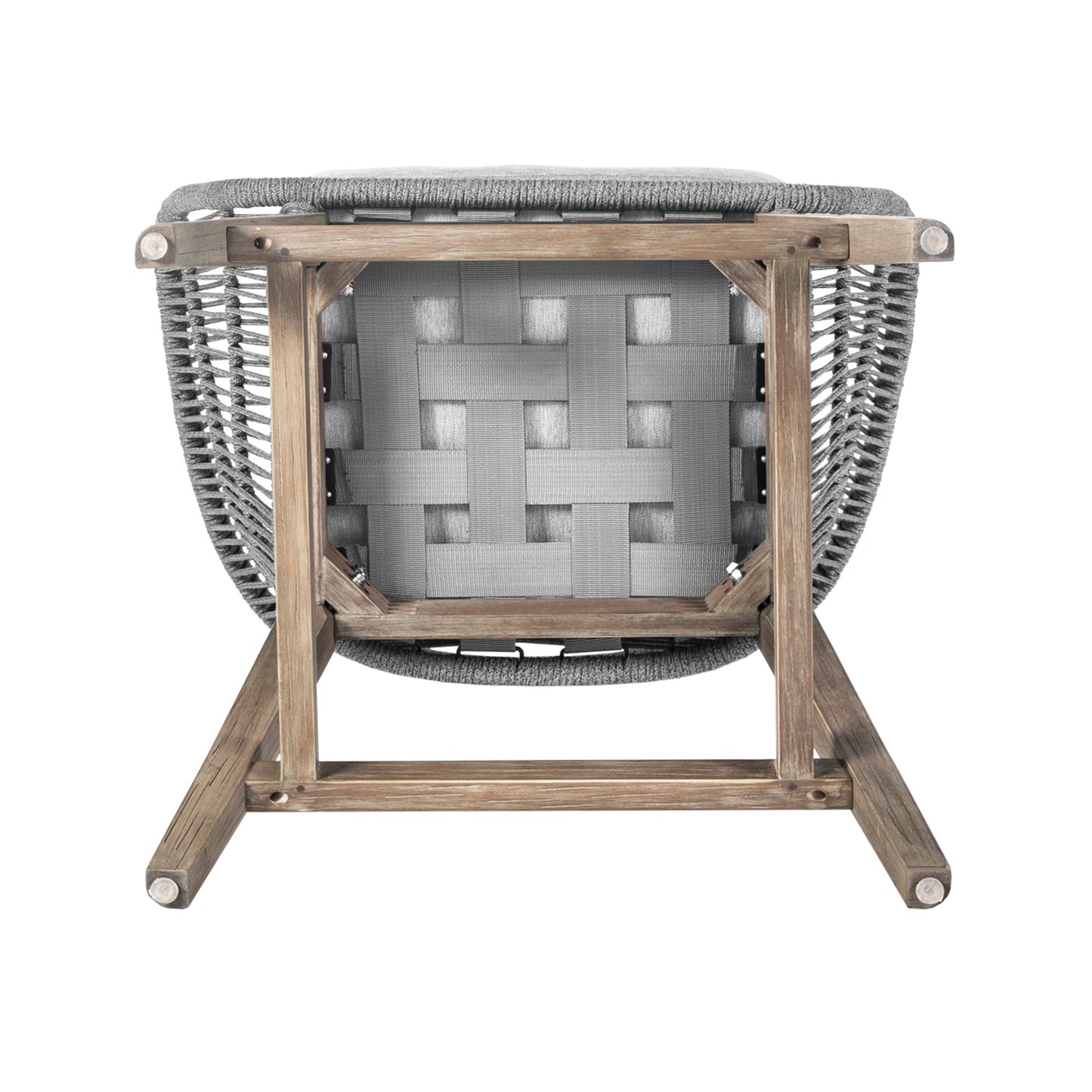 Tutti Frutti Indoor Outdoor Bar and Counter Height Bar Stool in Eucalyptus Wood with Gray Rope