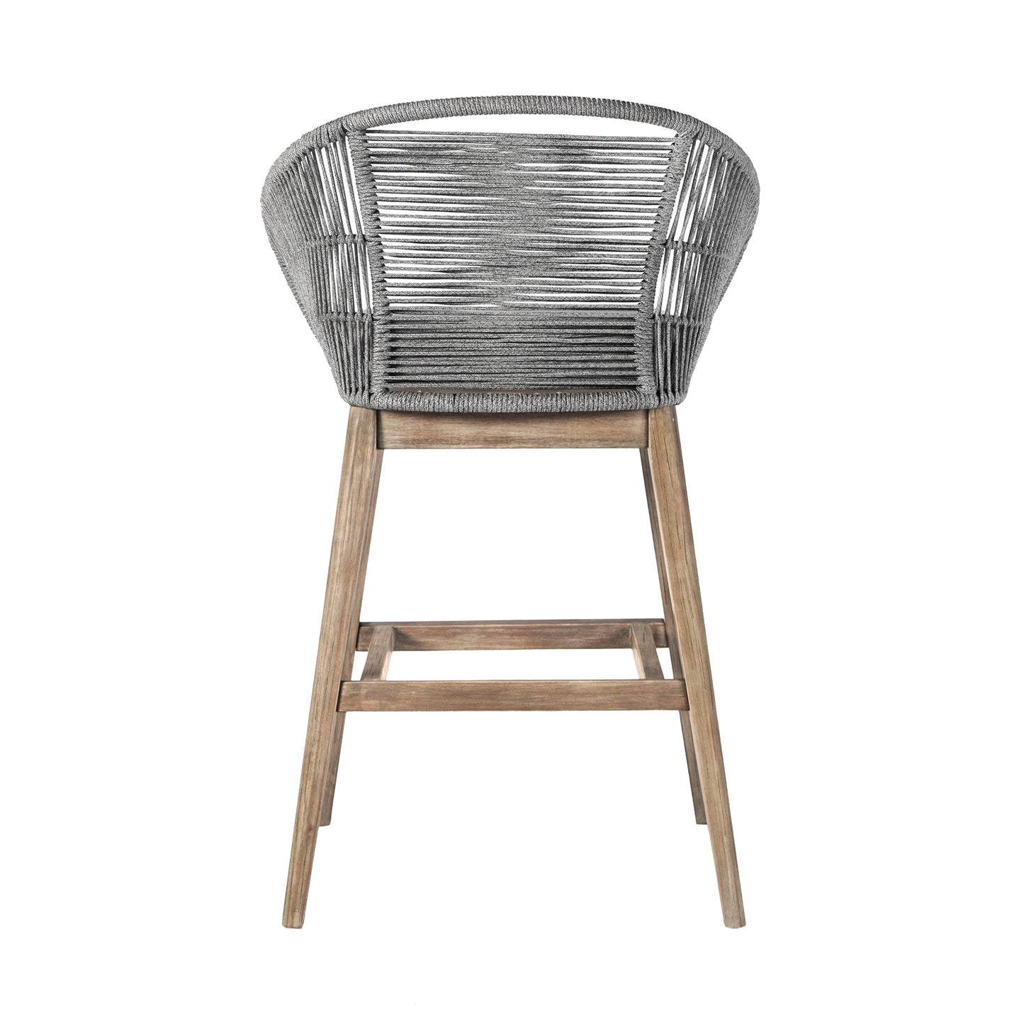 Tutti Frutti Indoor Outdoor Bar and Counter Height Bar Stool in Eucalyptus Wood with Gray Rope