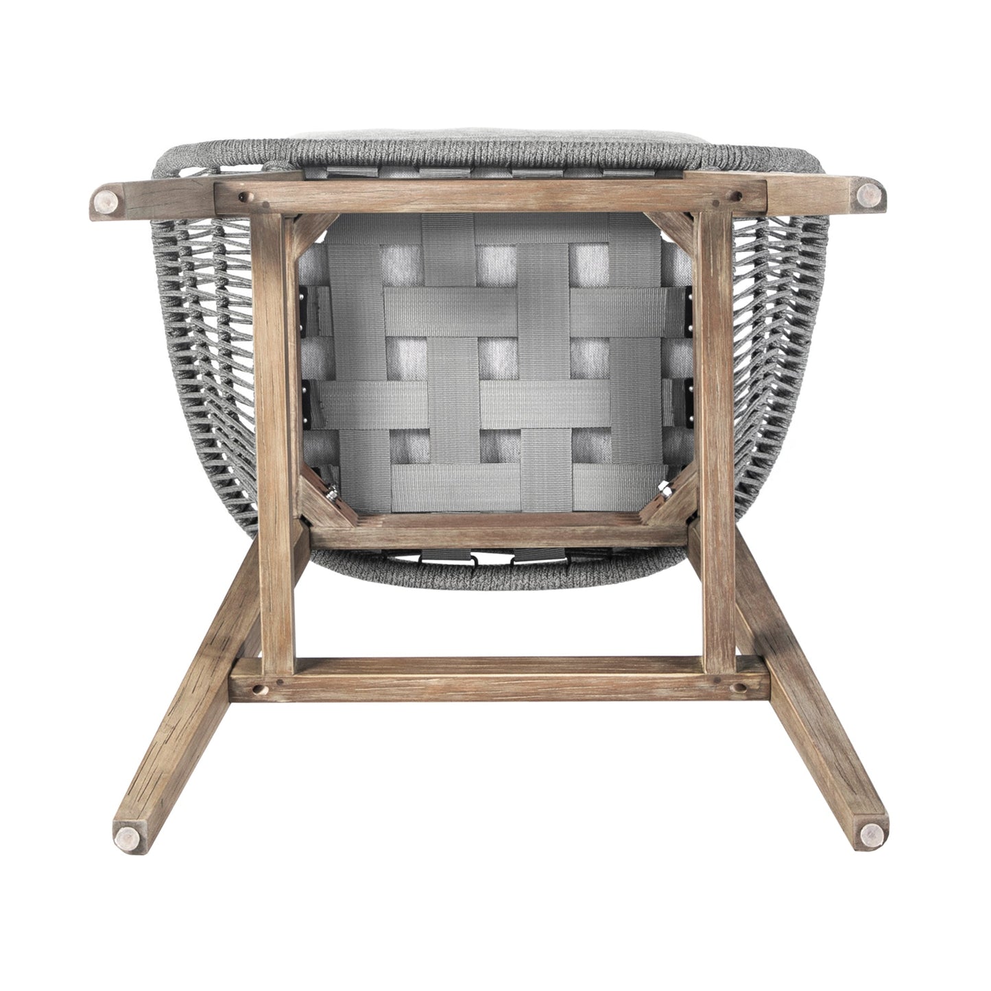 Tutti Frutti Indoor Outdoor Bar and Counter Height Bar Stool in Eucalyptus Wood with Gray Rope