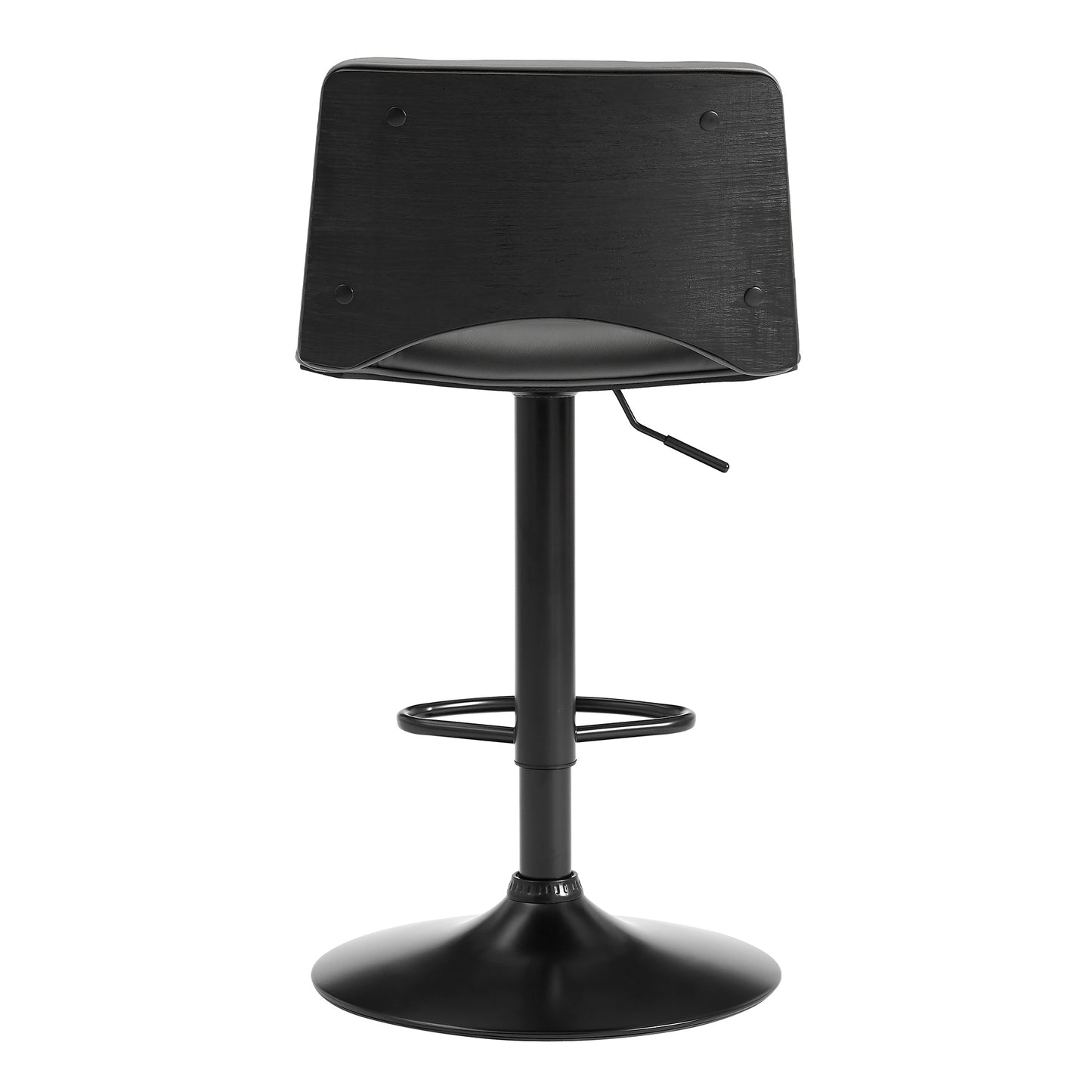 Thierry Adjustable Swivel Faux Leather Bar Stool with Walnut Back and Chrome or Black Metal