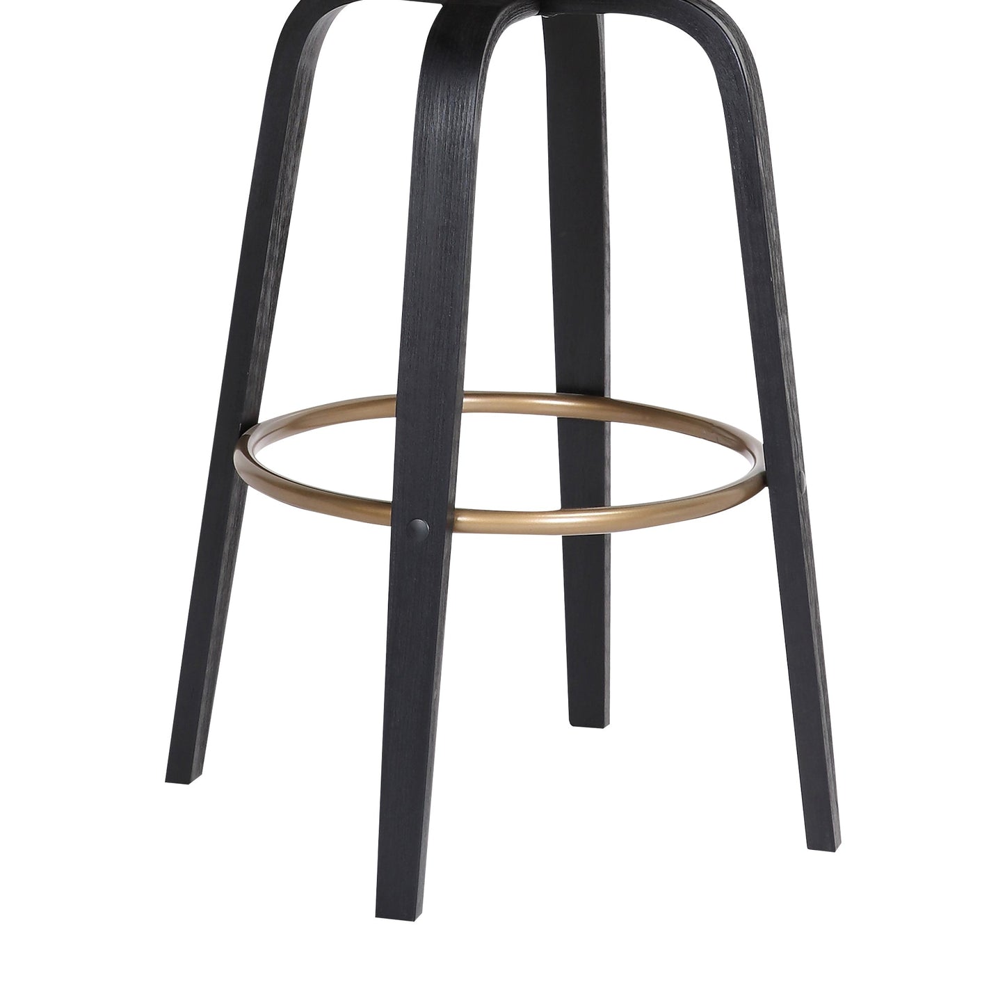 Topanga 30.5" Swivel Wood Bar Stool with Faux Leather and Golden Bronze Metal