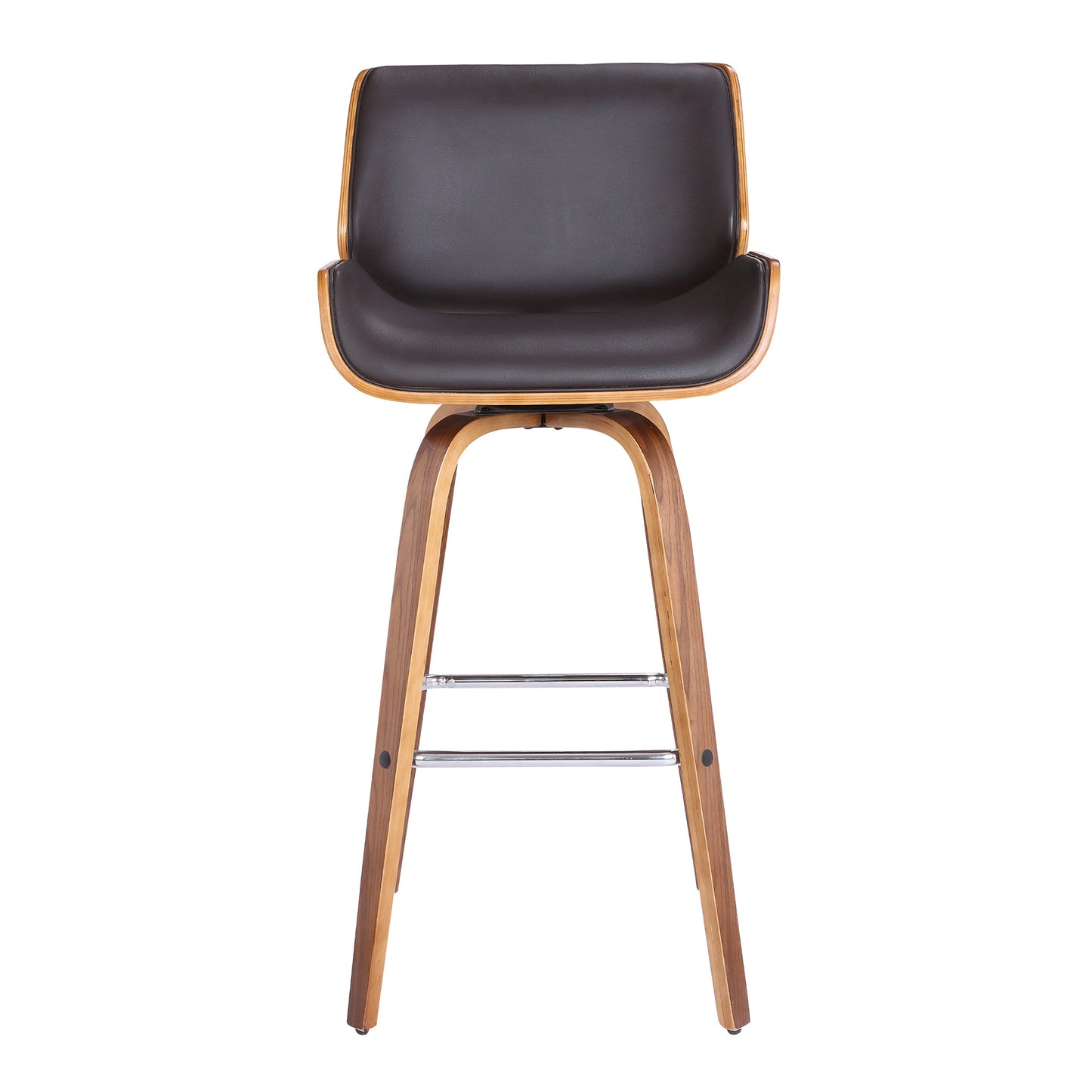 Tyler Swivel Faux Leather and Wood Bar Stool
