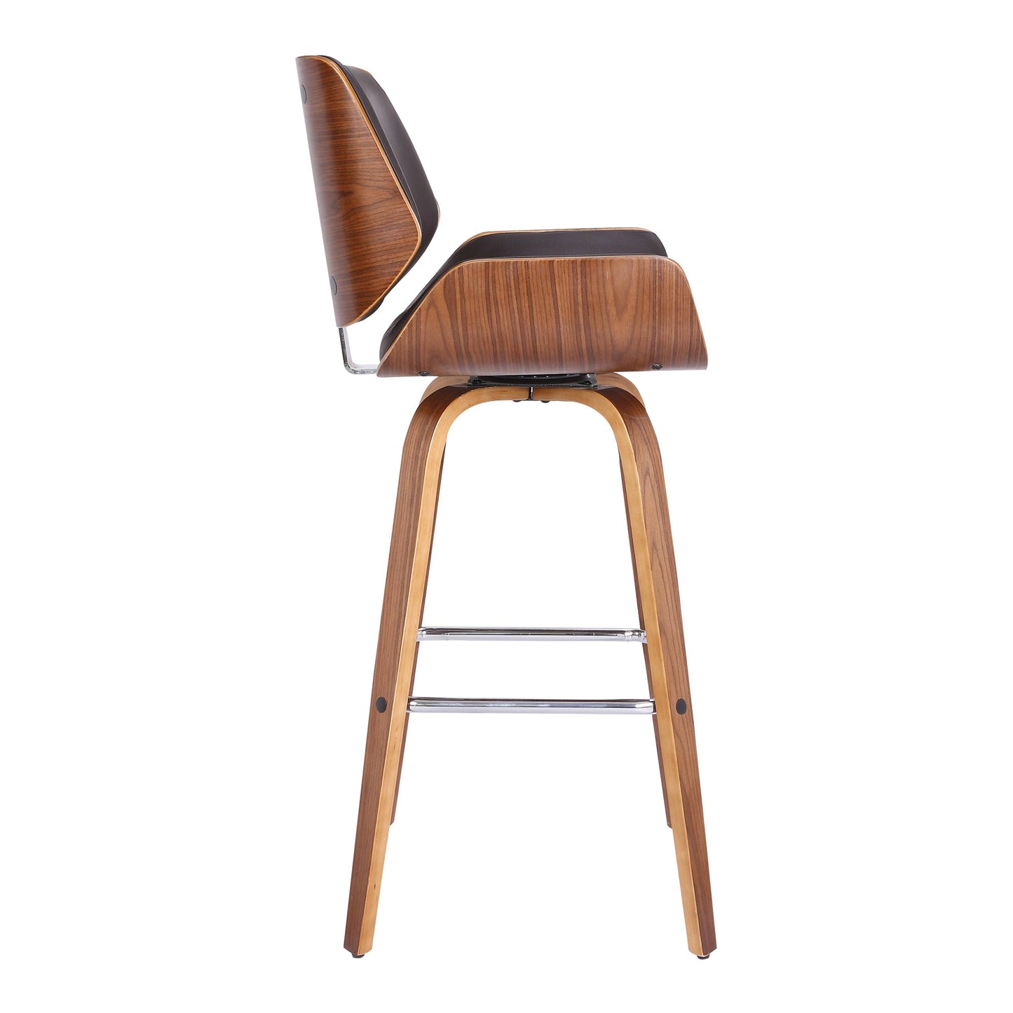 Tyler Swivel Faux Leather and Wood Bar Stool