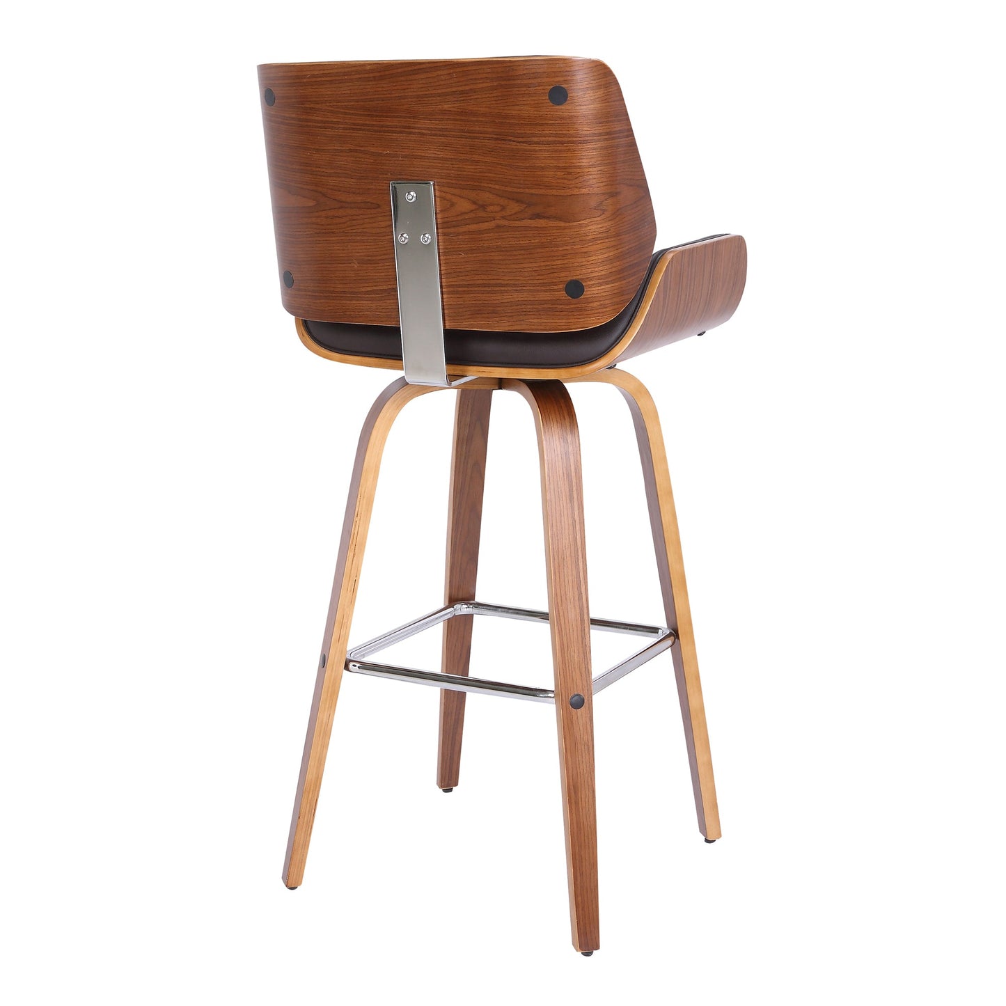 Tyler Swivel Faux Leather and Wood Bar Stool