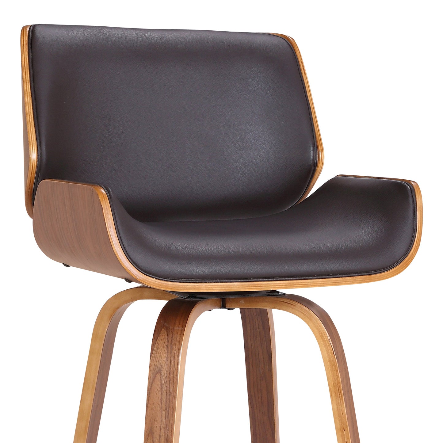 Tyler Swivel Faux Leather and Wood Bar Stool