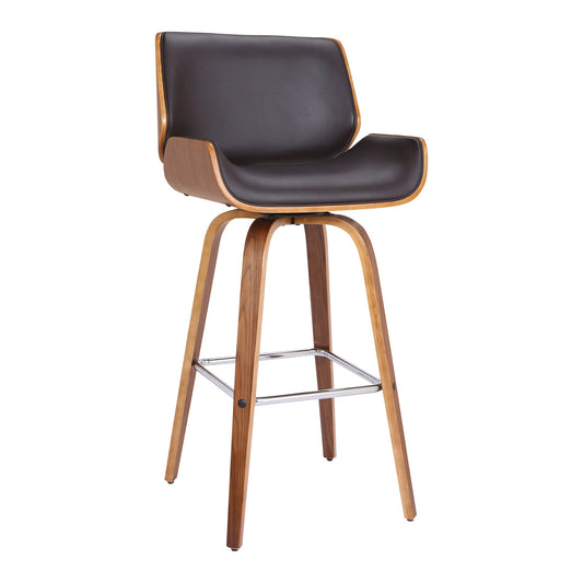 Tyler Swivel Faux Leather and Wood Bar Stool