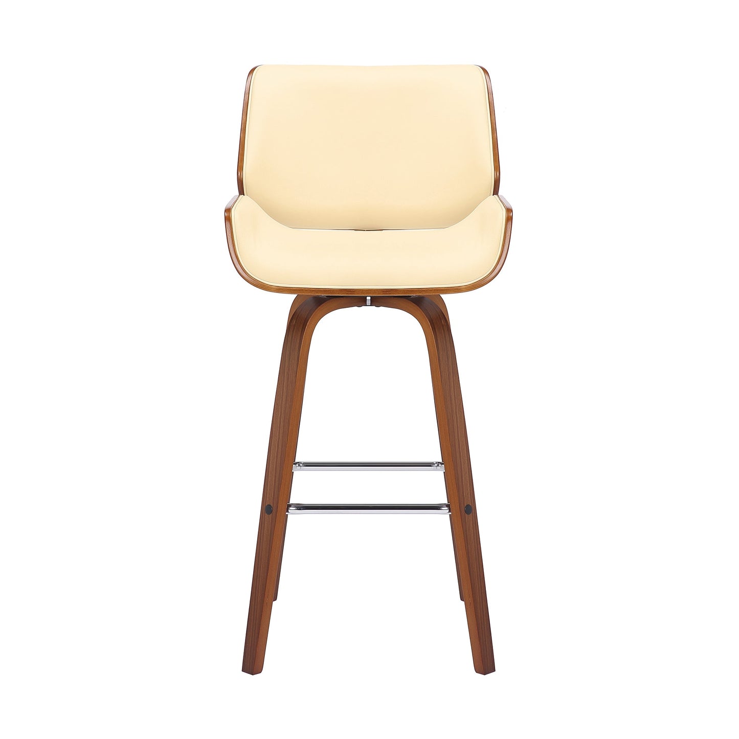 Tyler Swivel Faux Leather and Wood Bar Stool