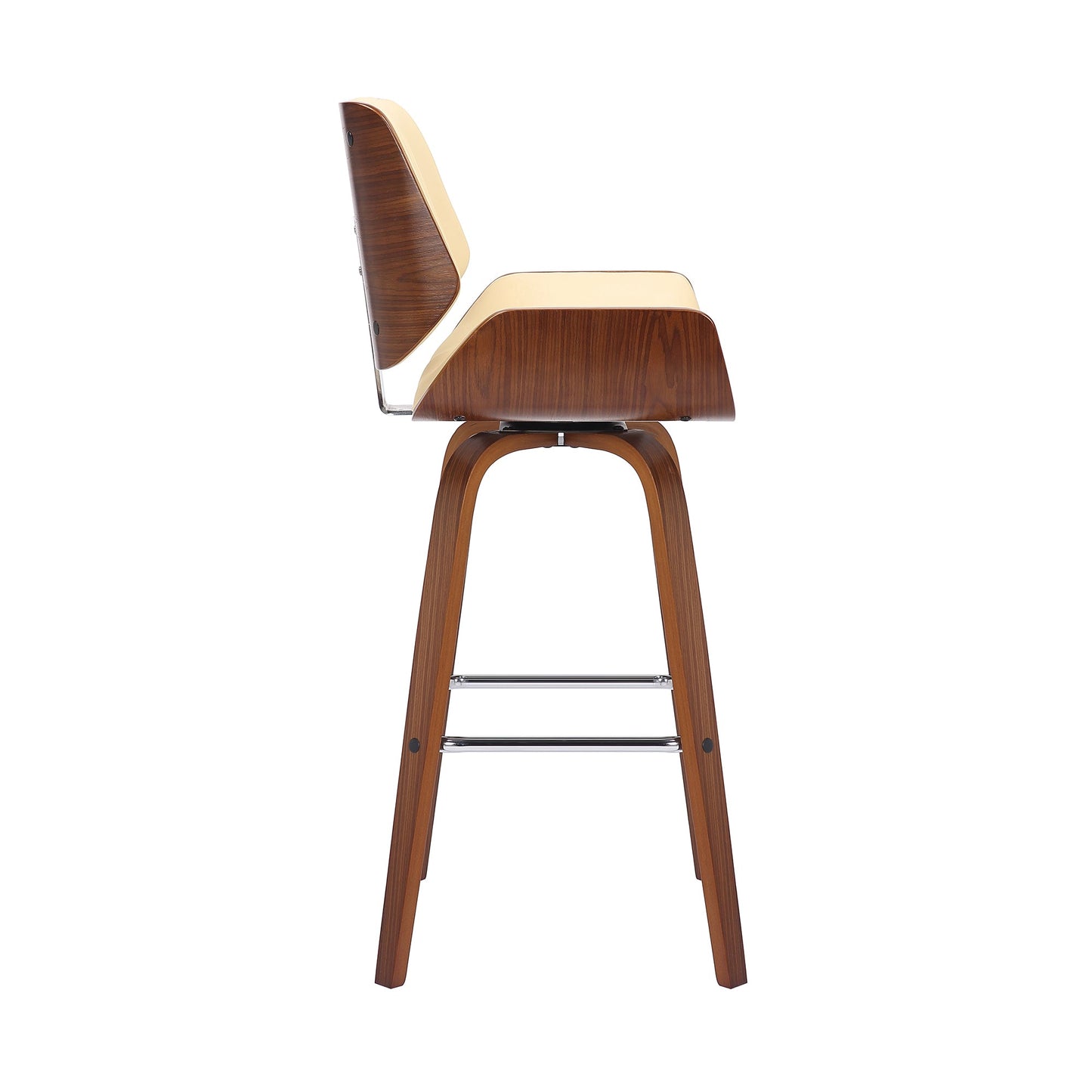 Tyler Swivel Faux Leather and Wood Bar Stool