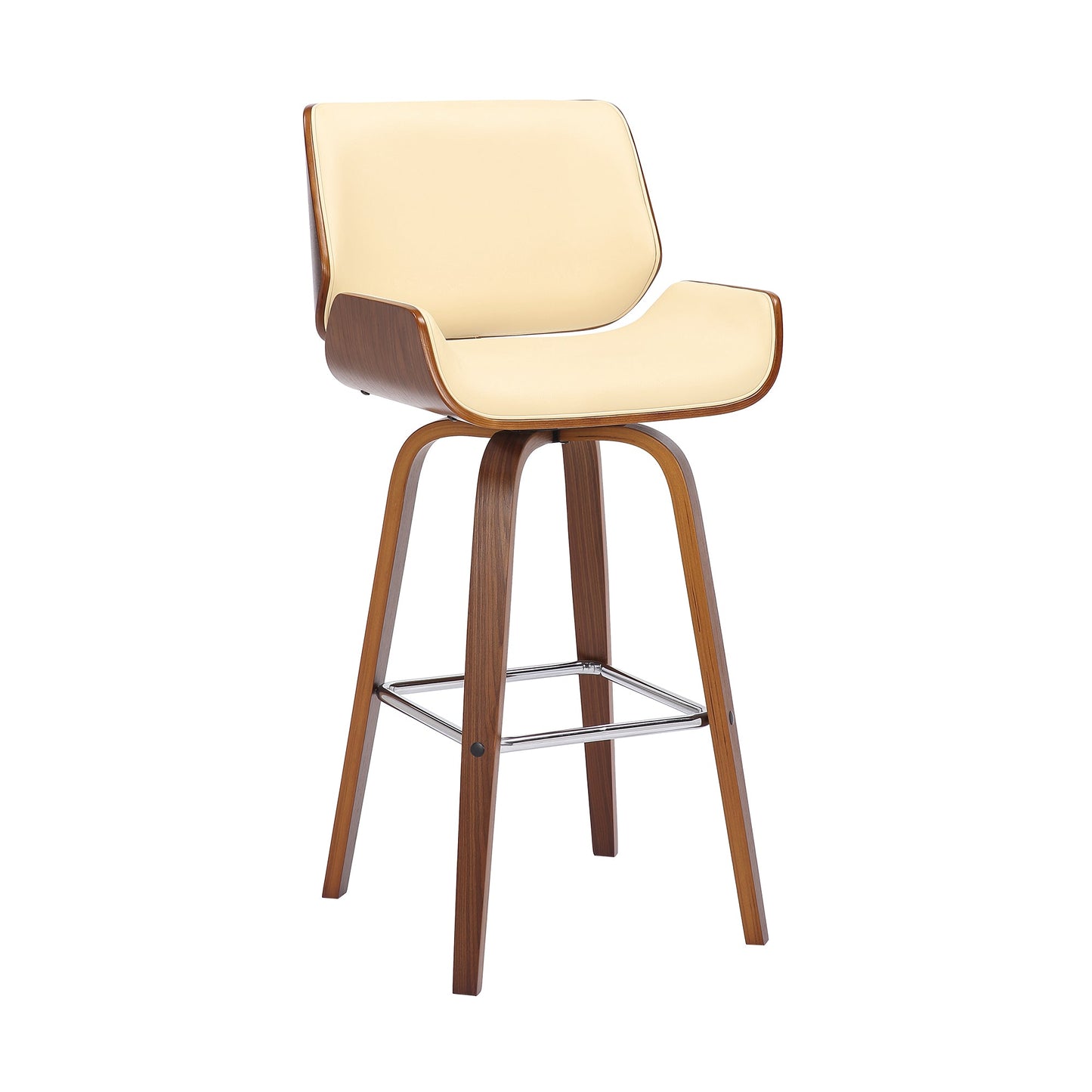 Tyler Swivel Faux Leather and Wood Bar Stool