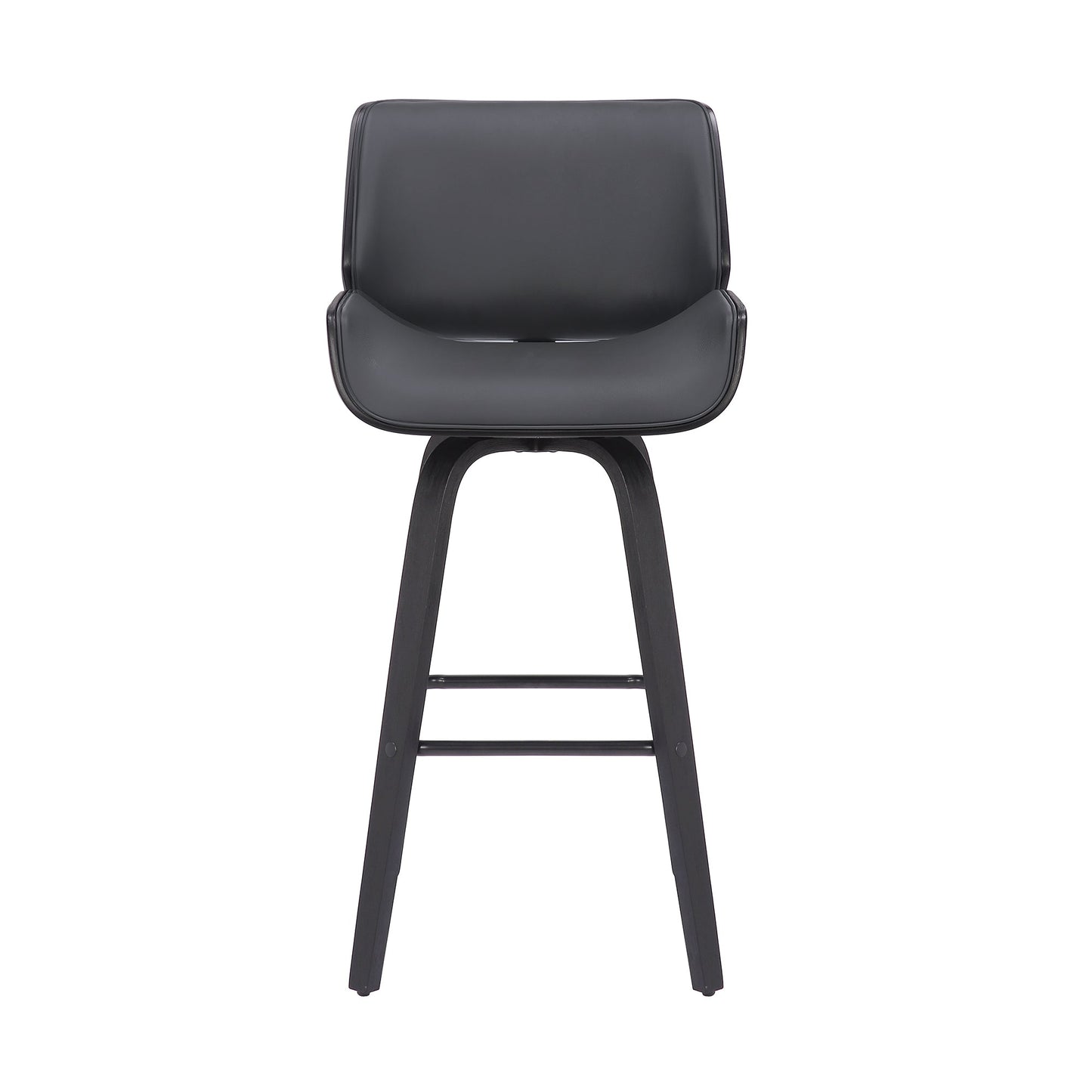Tyler Swivel Faux Leather and Wood Bar Stool