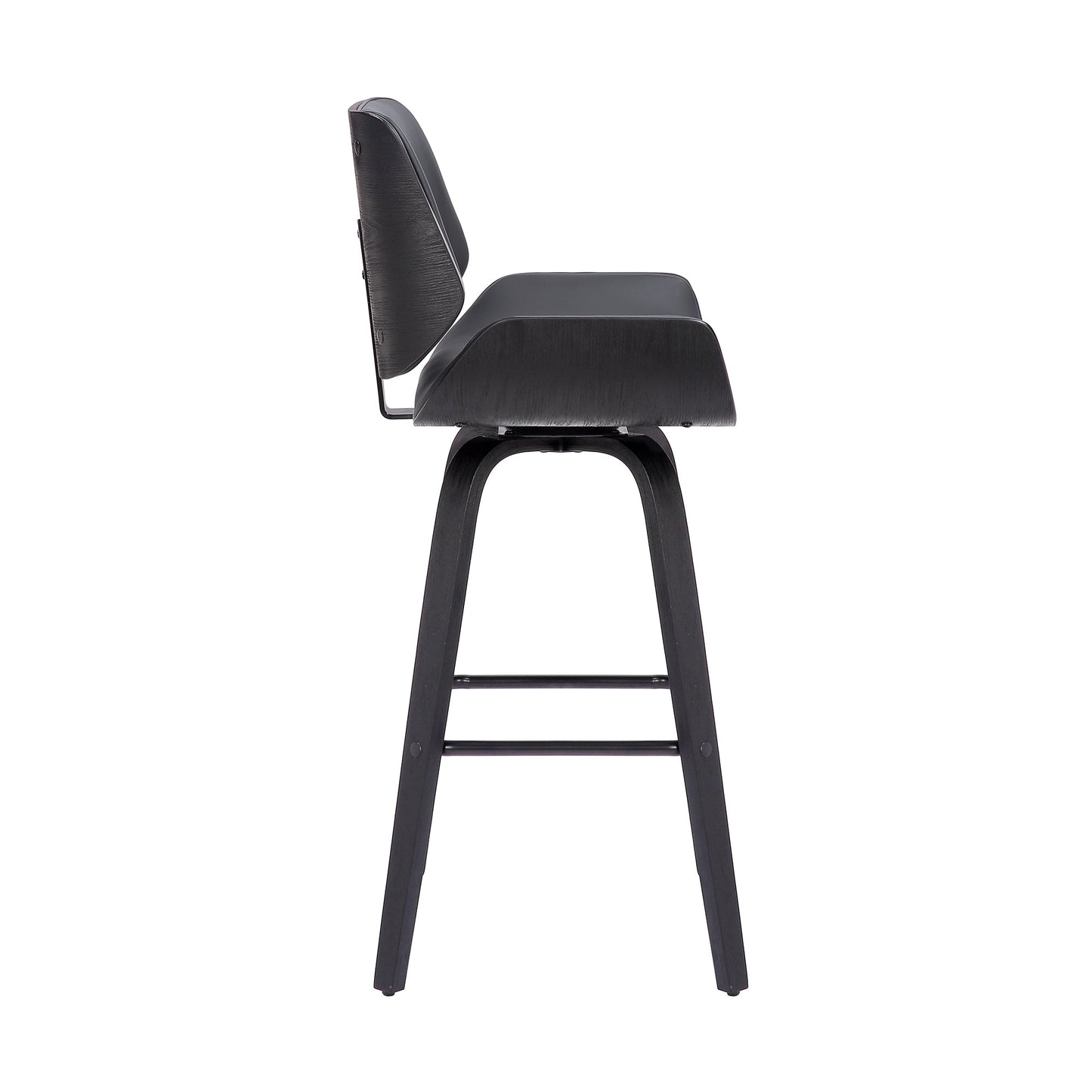 Tyler Swivel Faux Leather and Wood Bar Stool