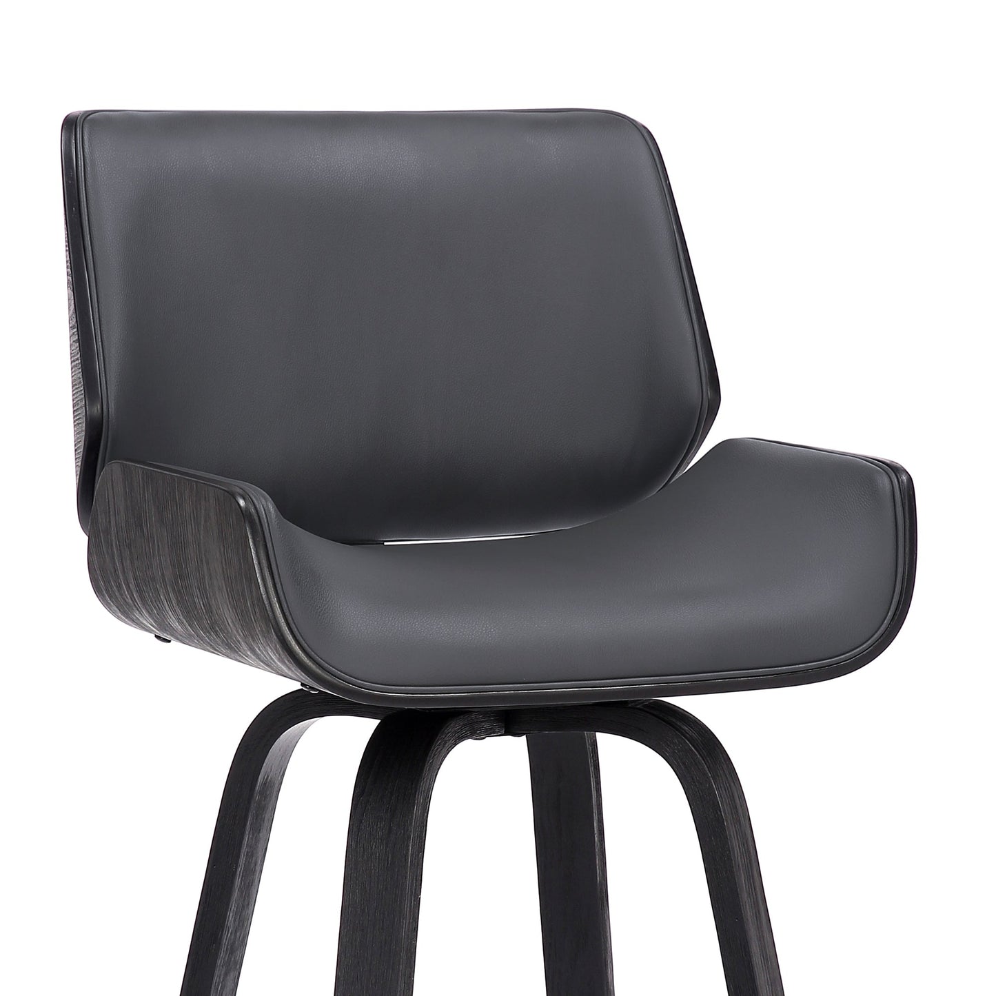 Tyler Swivel Faux Leather and Wood Bar Stool