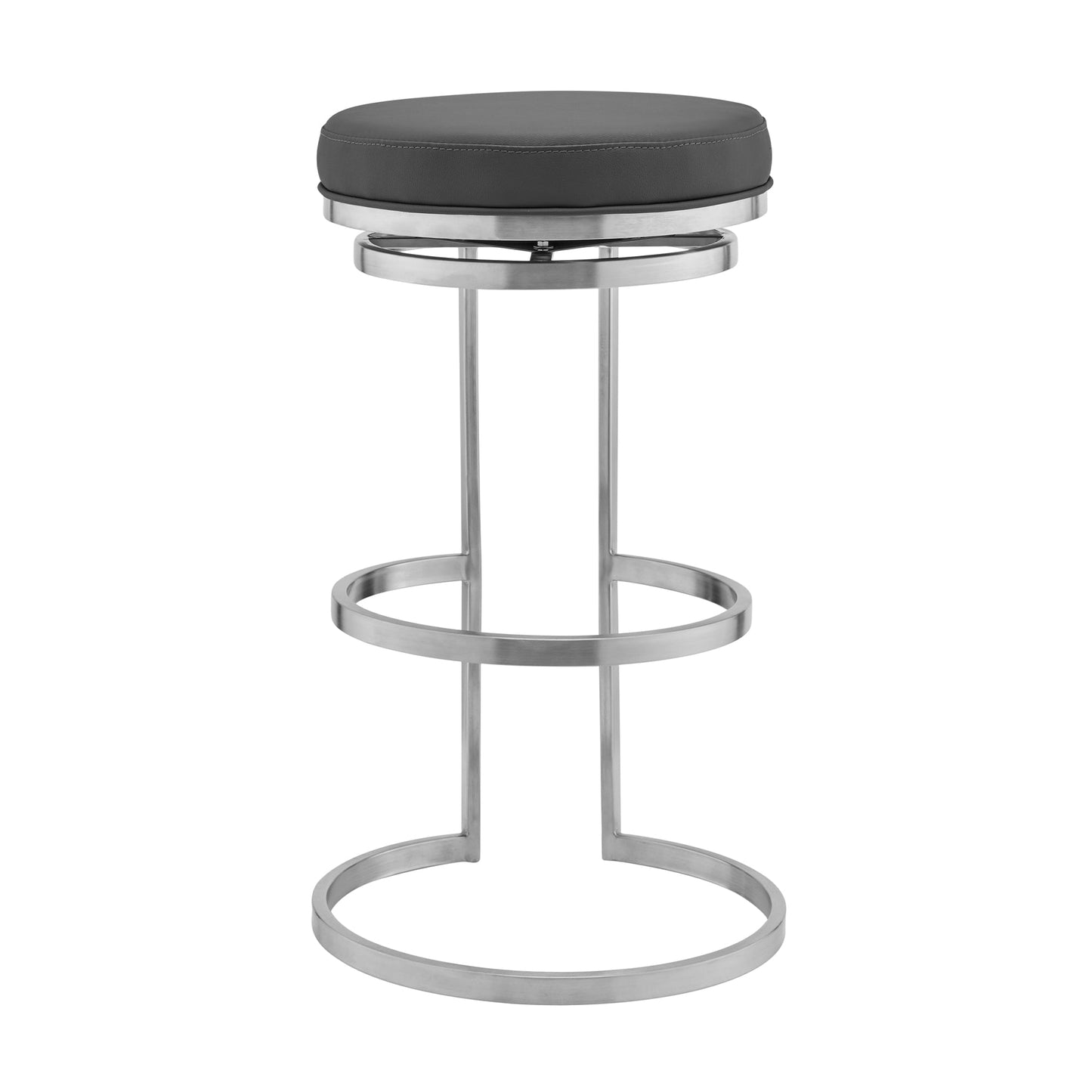 Vander Faux Leather and Brushed Stainless Steel Swivel Bar Stool