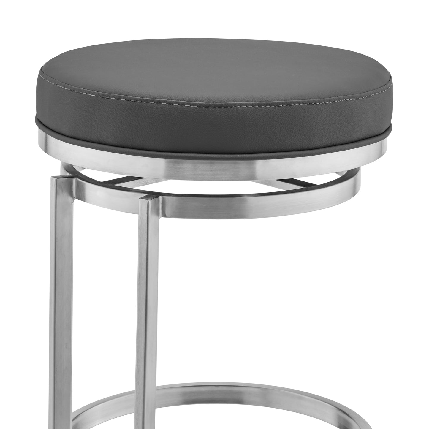 Vander Faux Leather and Brushed Stainless Steel Swivel Bar Stool