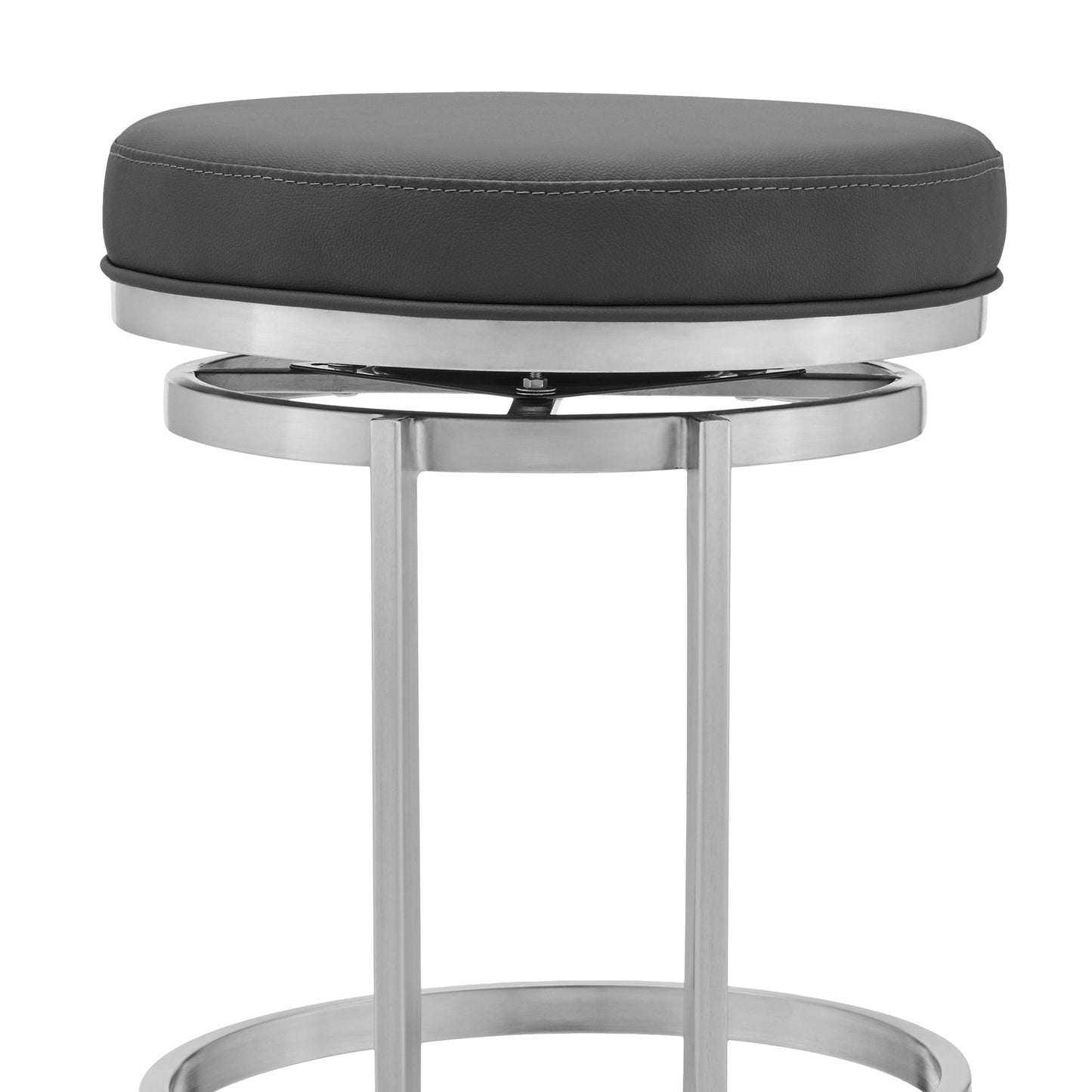 Vander Faux Leather and Brushed Stainless Steel Swivel Bar Stool