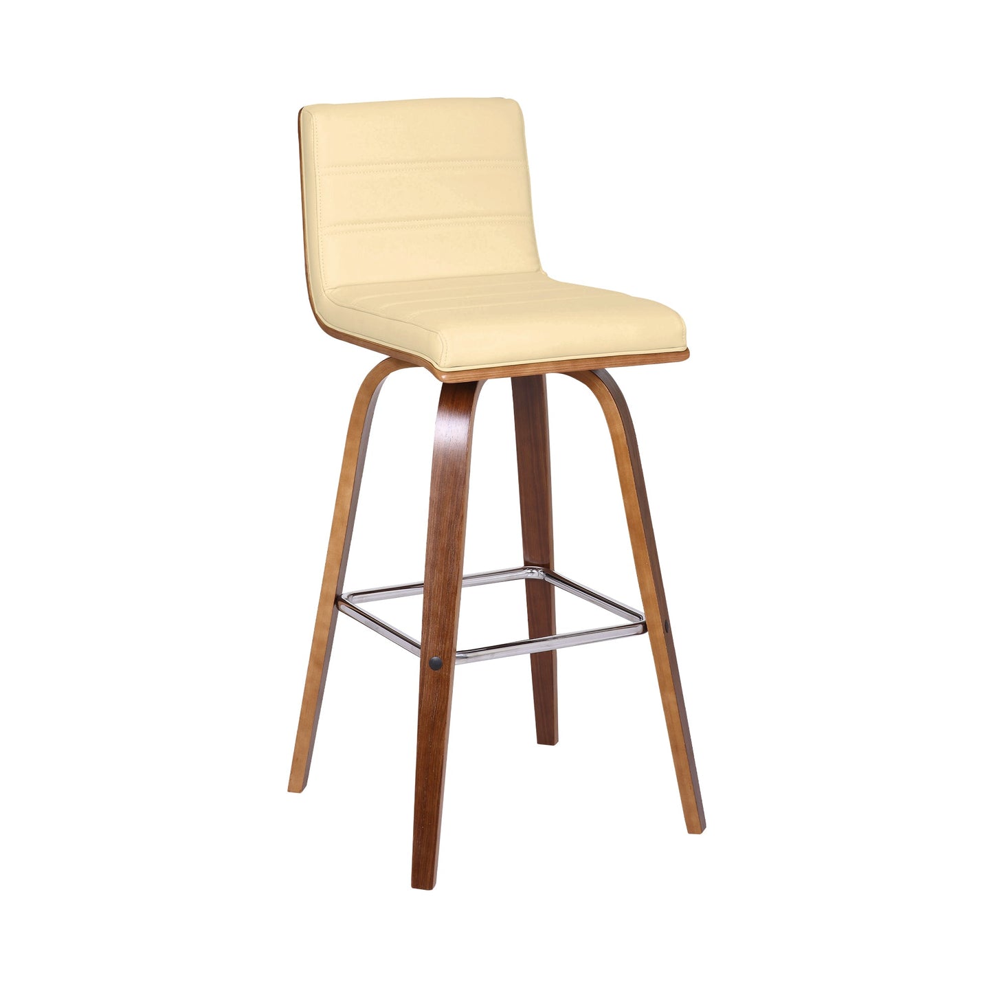 Vienna 30" Swivel Bar Stool in Wood Finish with Faux Leather