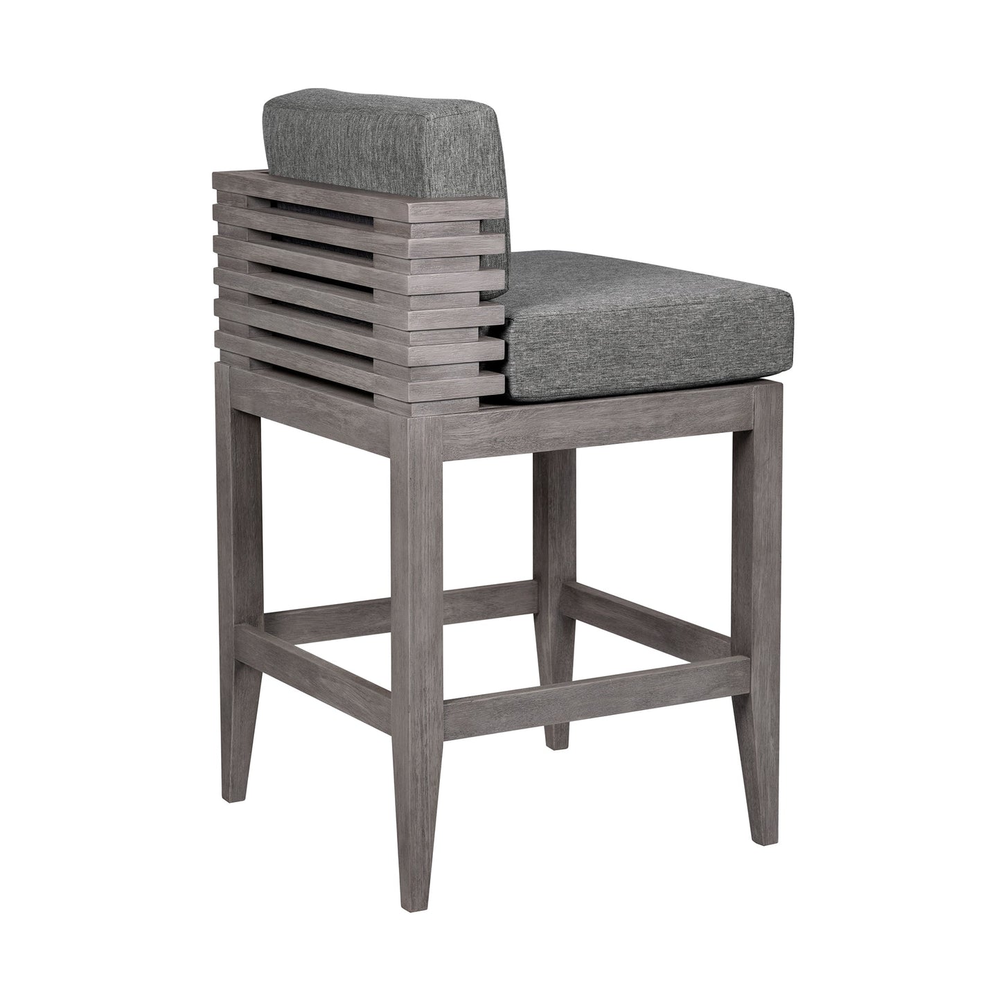 Vivid Outdoor Patio Bar and Counter Stool in Eucalyptus Wood with Olefin Cushions