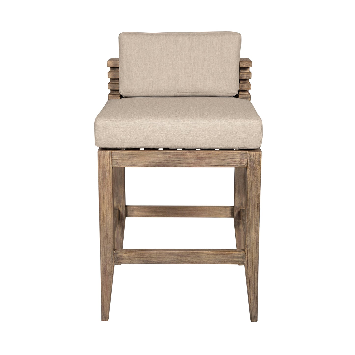 Vivid Outdoor Patio Bar and Counter Stool in Eucalyptus Wood with Olefin Cushions