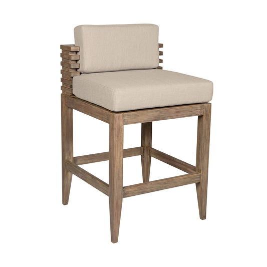 Vivid Outdoor Patio Bar and Counter Stool in Eucalyptus Wood with Olefin Cushions