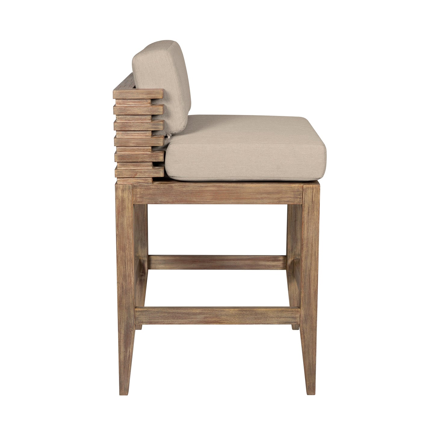 Vivid Outdoor Patio Bar and Counter Stool in Eucalyptus Wood with Olefin Cushions
