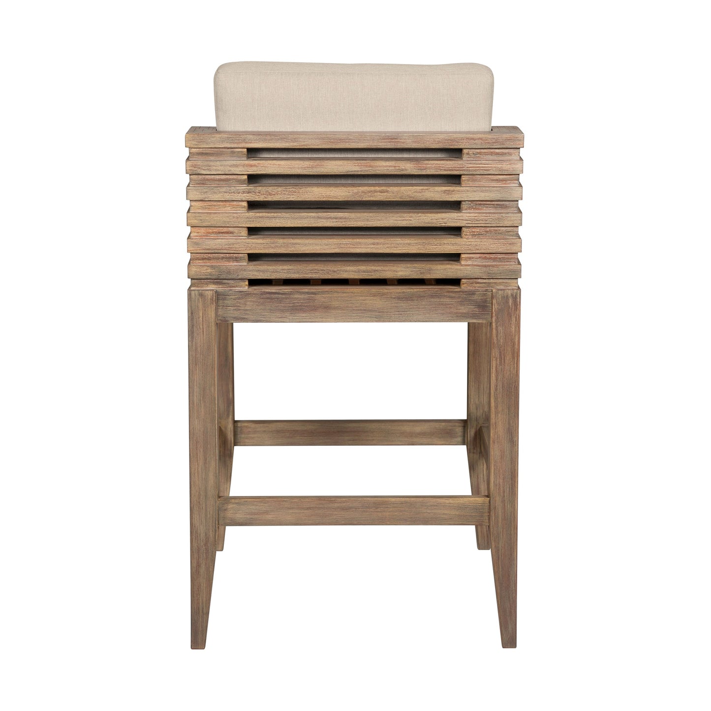Vivid Outdoor Patio Bar and Counter Stool in Eucalyptus Wood with Olefin Cushions