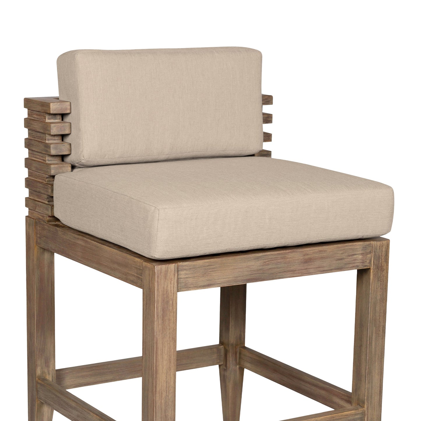 Vivid Outdoor Patio Bar and Counter Stool in Eucalyptus Wood with Olefin Cushions